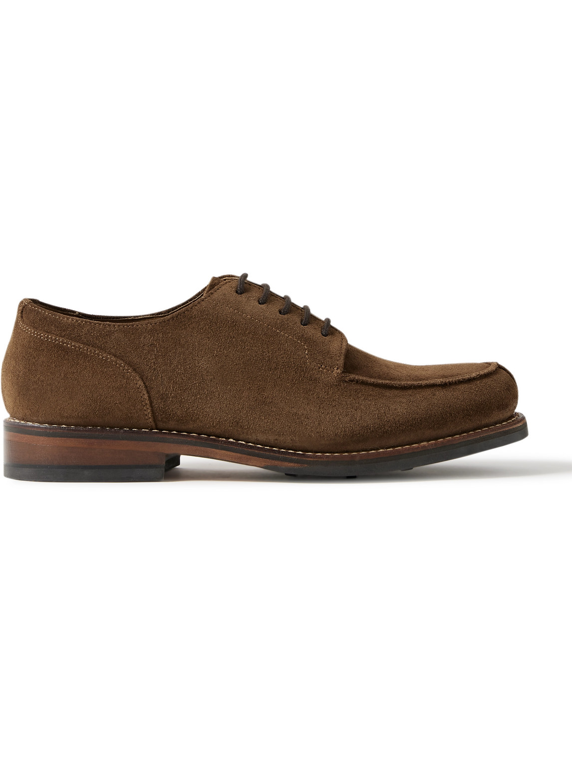 Grenson Mac Suede Derby Shoes In Brown