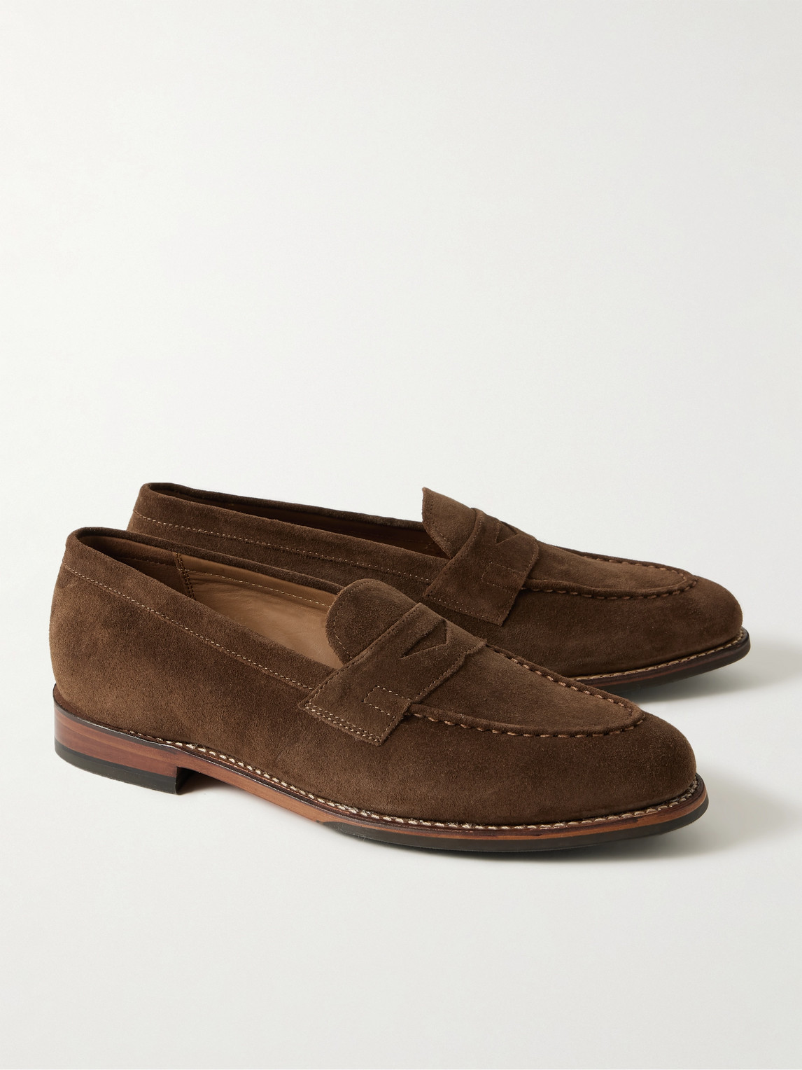 Shop Grenson Lloyd Suede Loafers In Brown