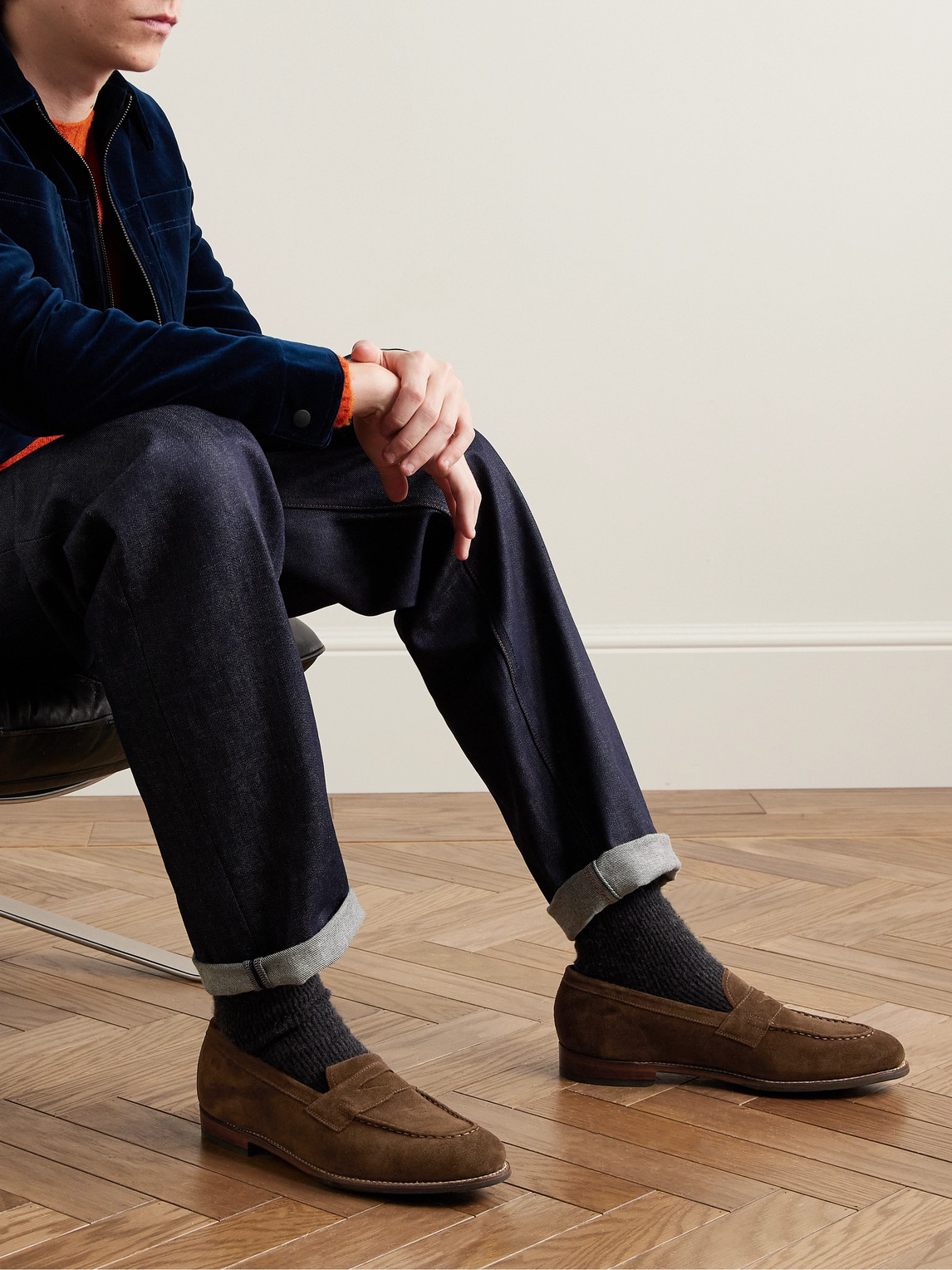 Shop Grenson Lloyd Suede Loafers In Brown