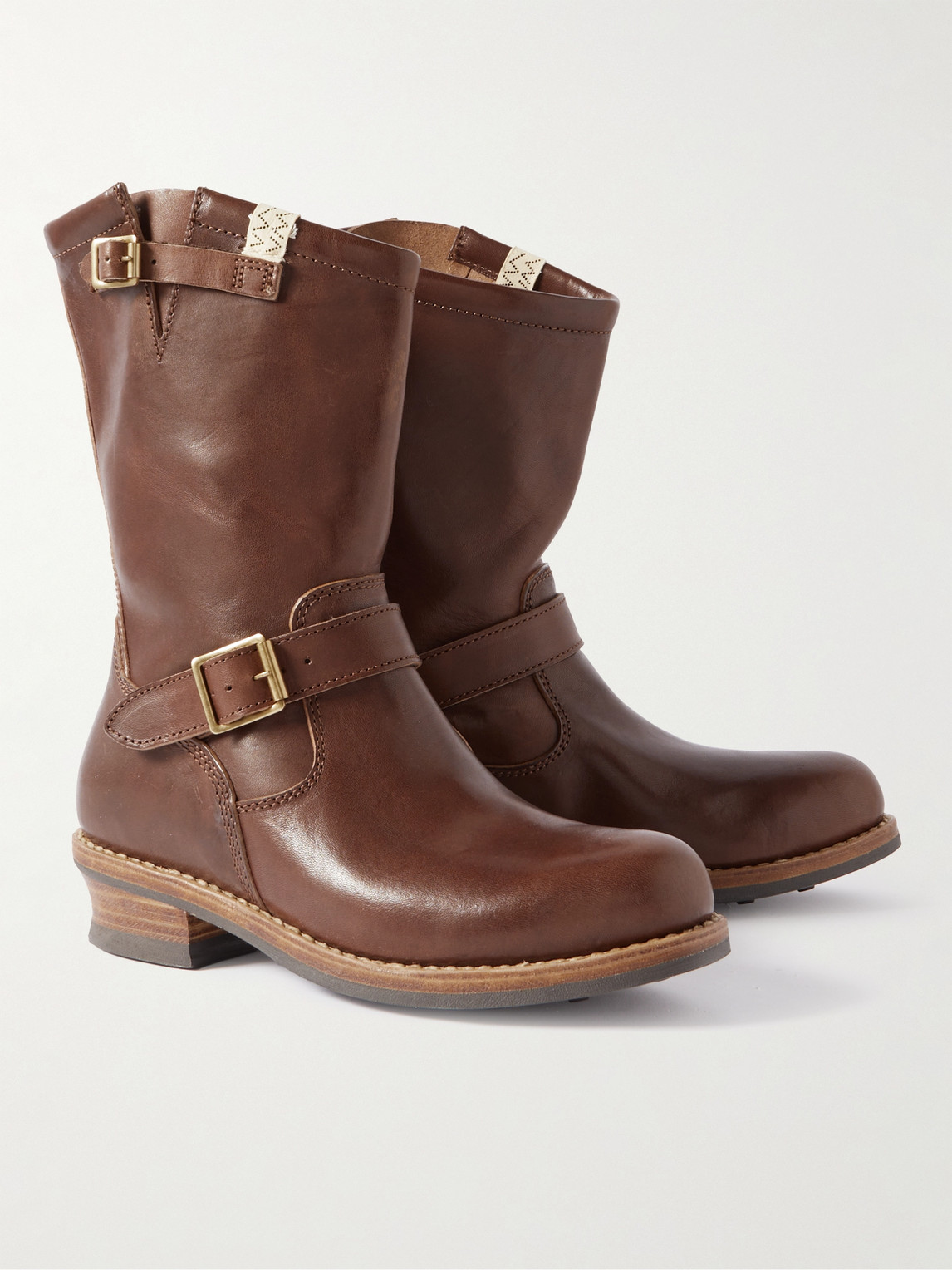 Shop Visvim Landers Buckled Leather Boots In Brown