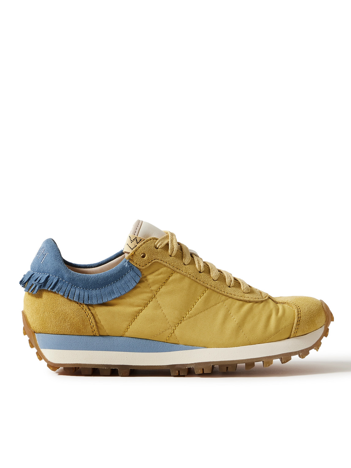 Visvim Walpi Fringed Leather-trimmed Suede And Shell Trainers In Yellow