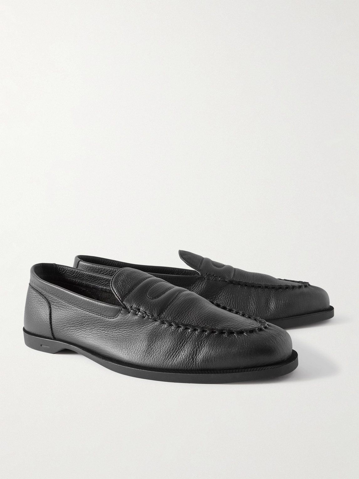 Shop John Lobb Pace Full-grain Leather Loafers In Black