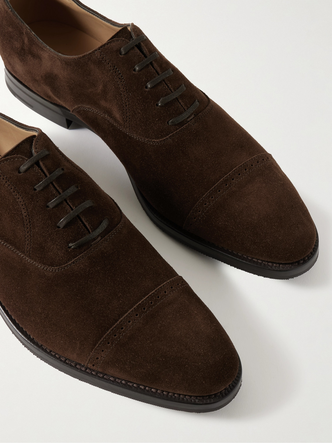 Shop John Lobb Bristol Suede Oxford Shoes In Brown