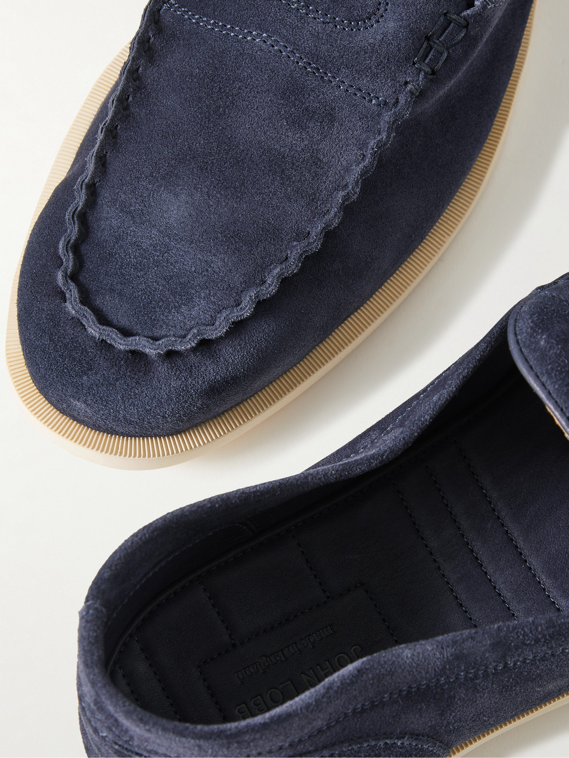 Shop John Lobb Pace Suede Loafers In Blue