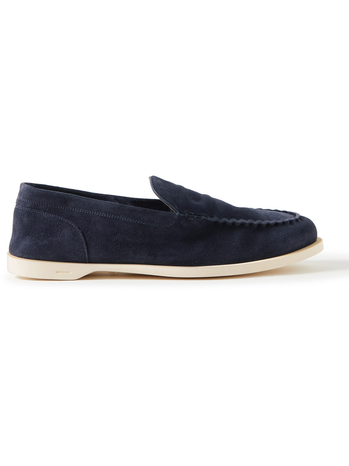 Shop John Lobb Pace Suede Loafers In Blue