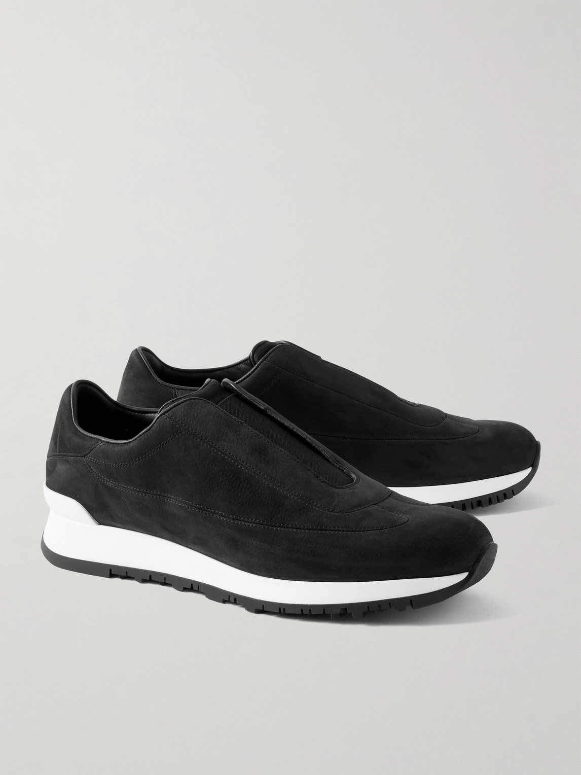 Shop John Lobb Lift Nubuck Slip-on Sneakers In Black