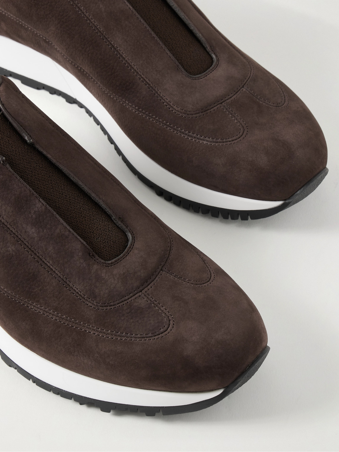 Shop John Lobb Lift Nubuck Slip-on Sneakers In Brown