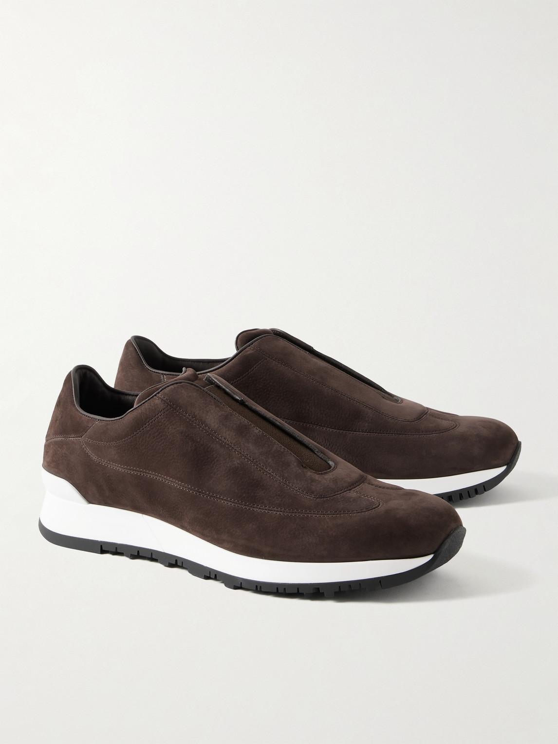 Shop John Lobb Lift Nubuck Slip-on Sneakers In Brown