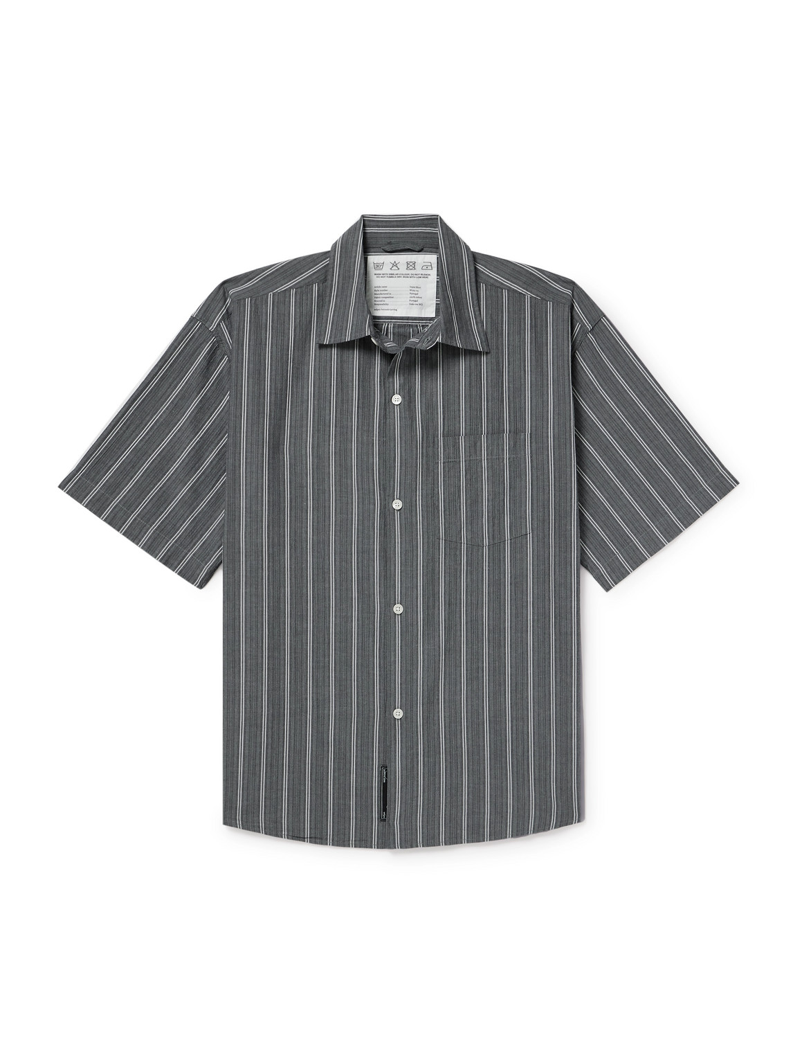 Mfpen Input Striped Cotton-poplin Shirt In Gray