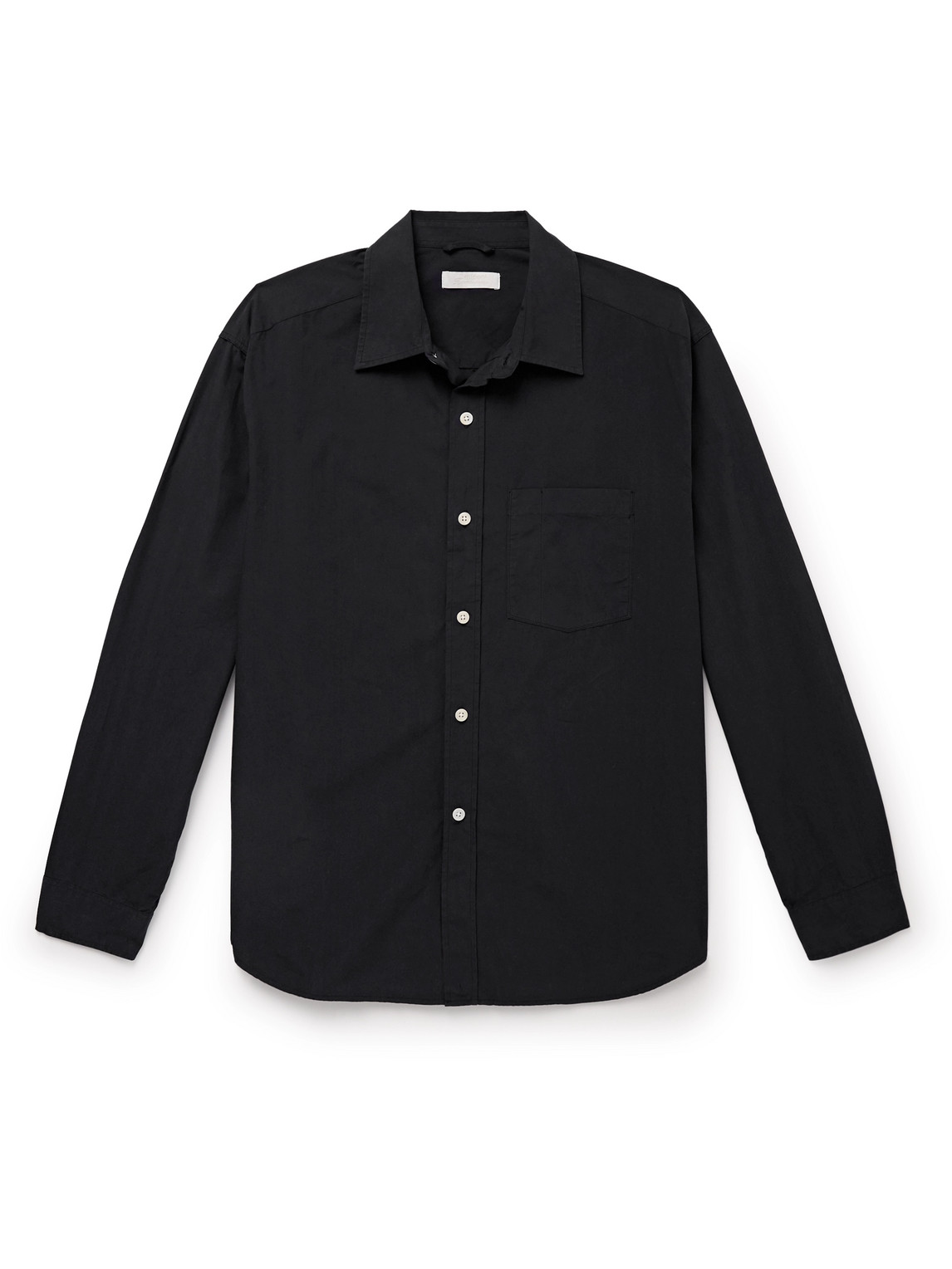 Shop Mfpen Convenient Upcycled Organic Cotton-poplin Shirt In Black