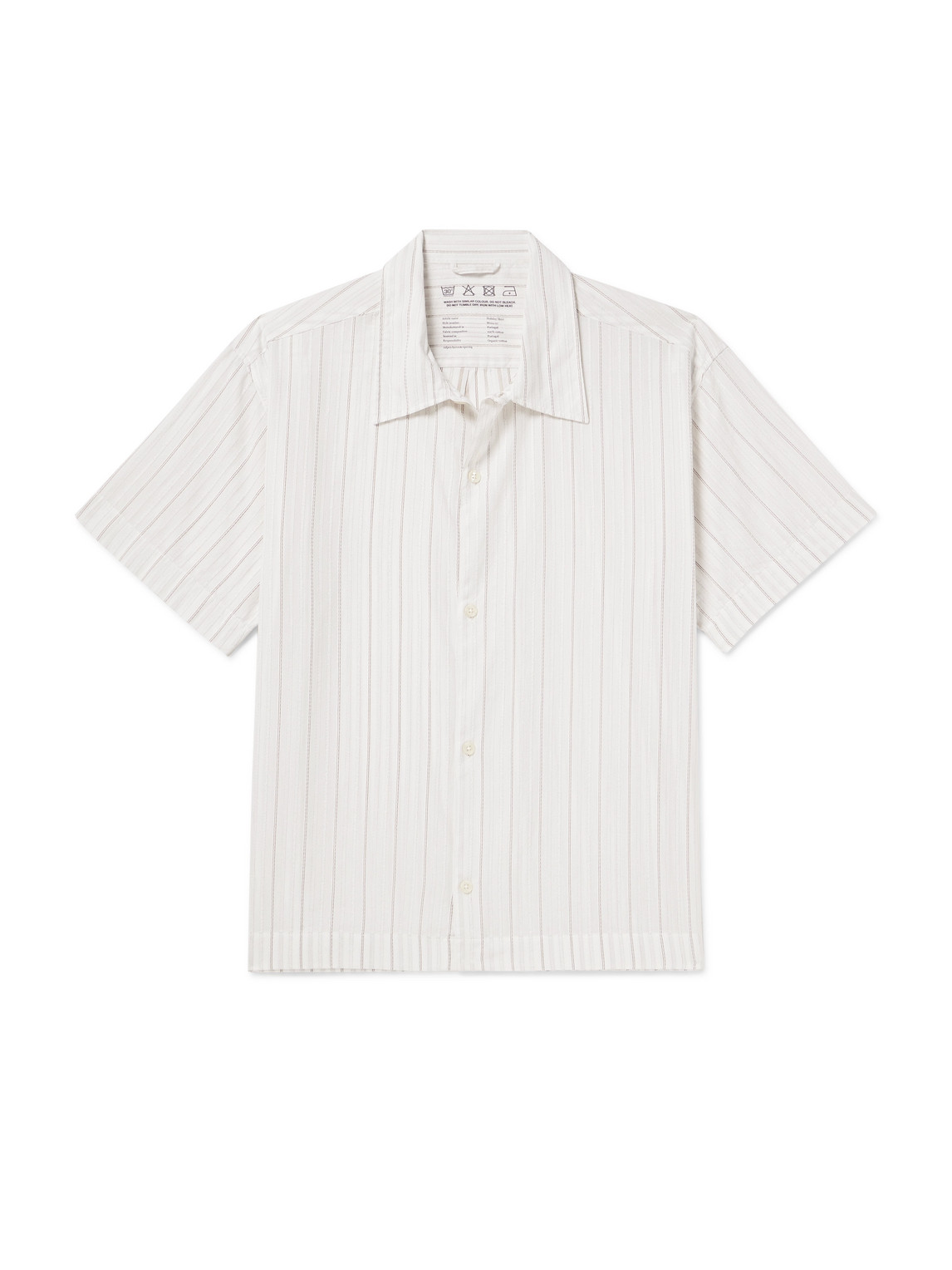 Mfpen Holiday Striped Cotton Shirt In White