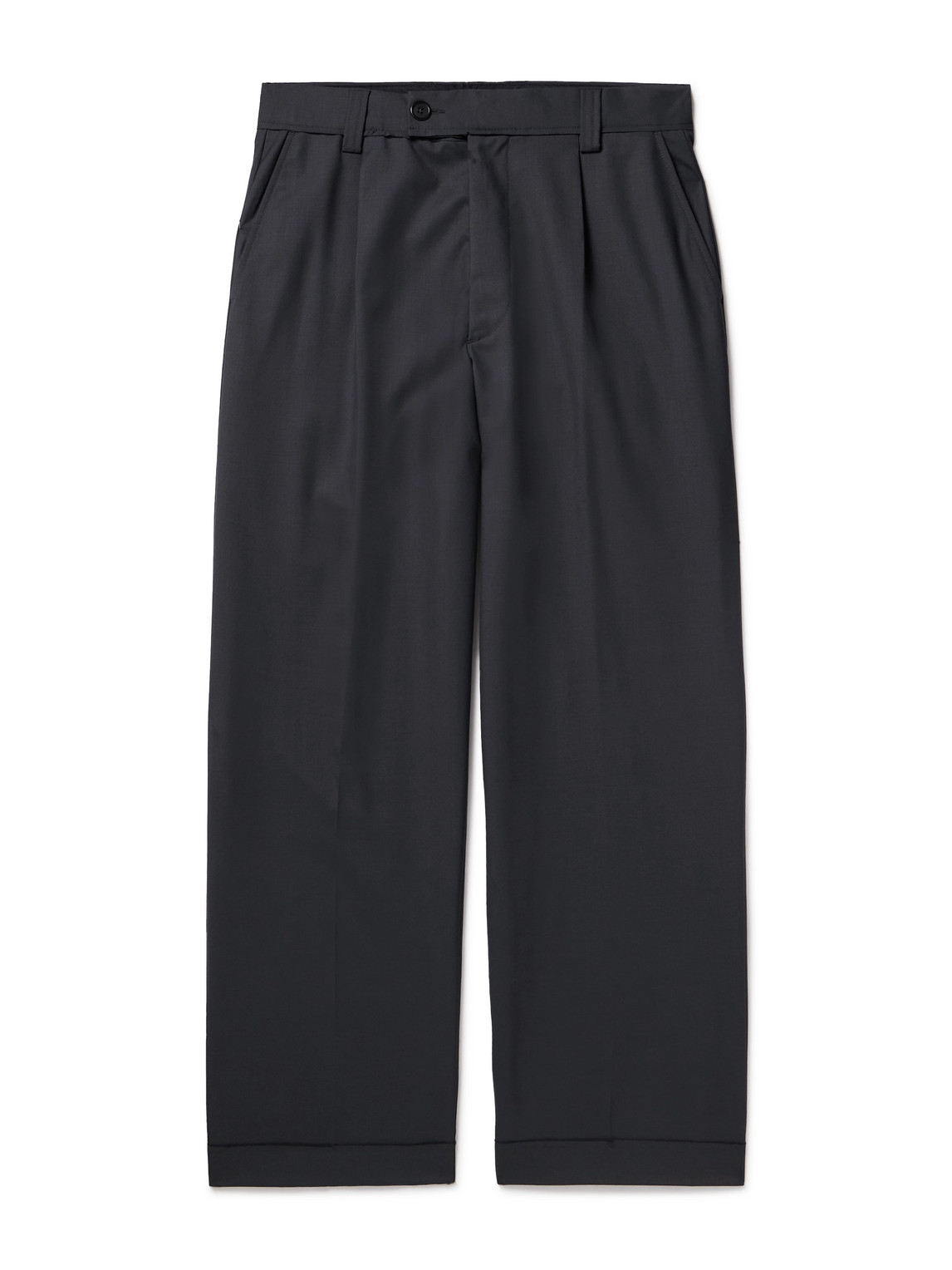 Mfpen Patch Straight-leg Wool-twill Trousers In Gray