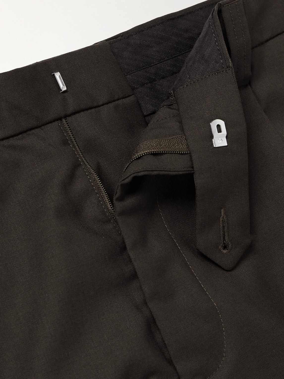 Shop Mfpen Service Straight-leg Pleated Wool-twill Trousers In Brown