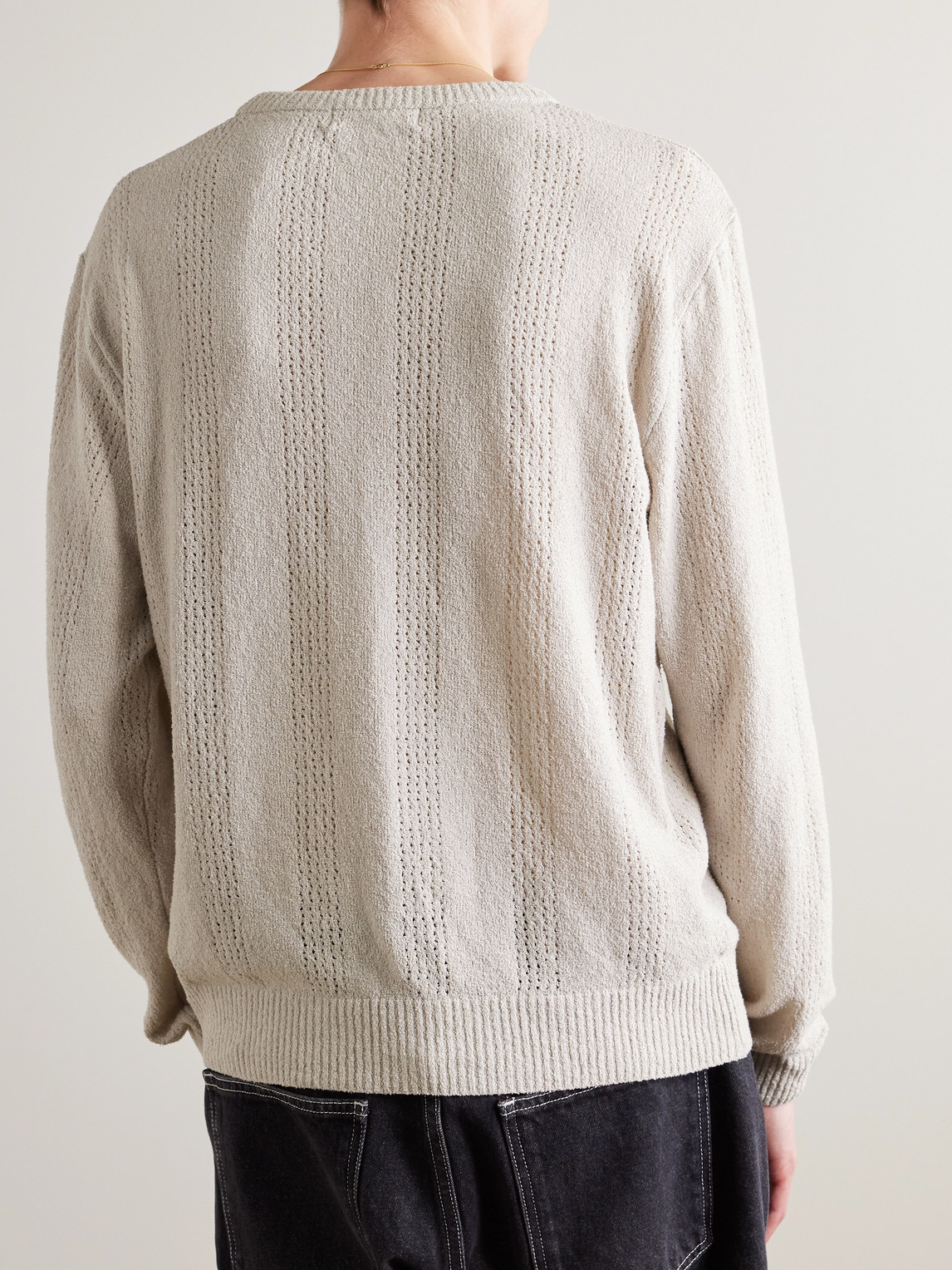 Shop Mfpen Everyday Striped Organic Cotton-blend Bouclé Sweater In Neutrals