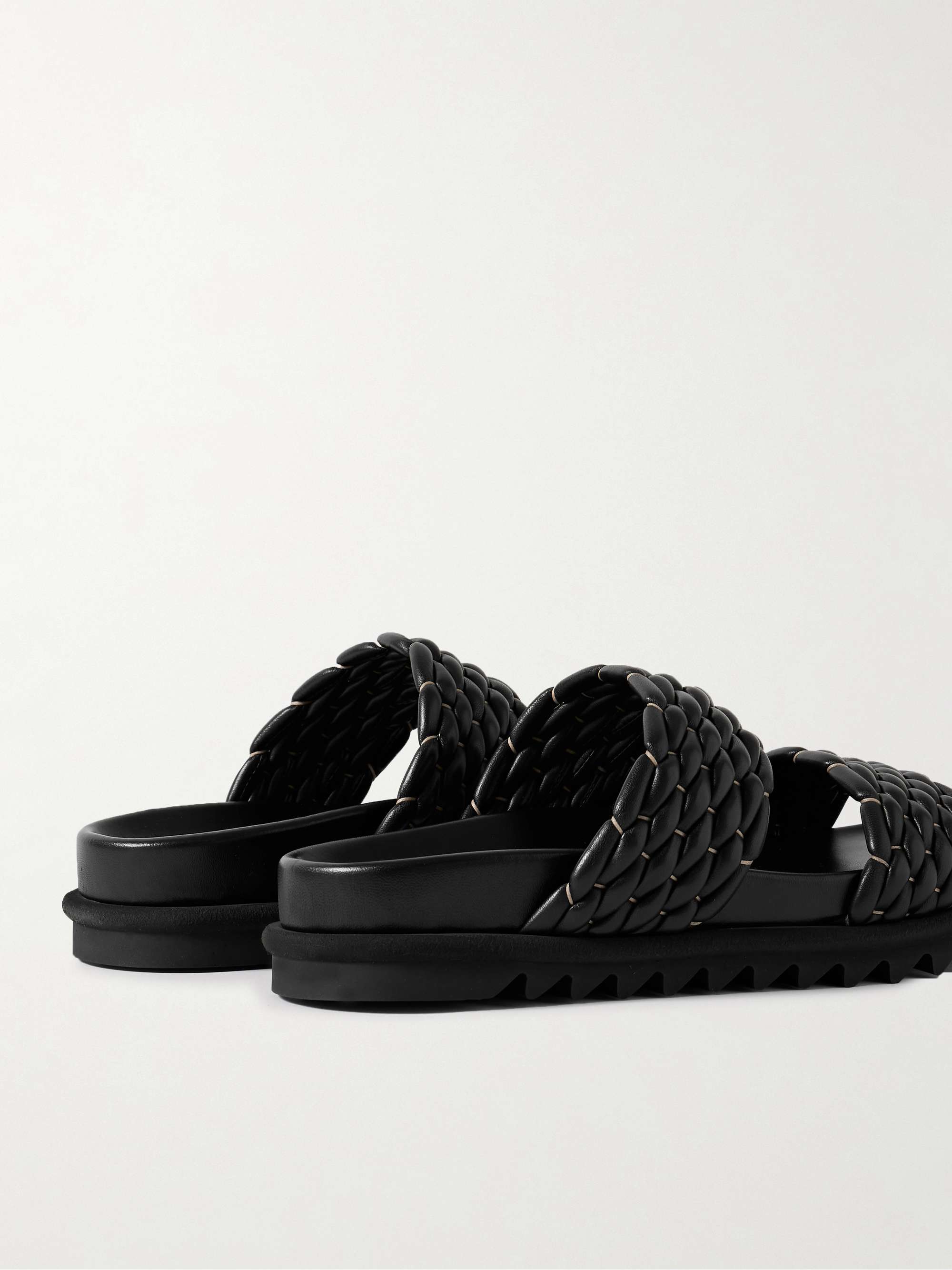 DRIES VAN NOTEN Braided Leather Slides for Men | MR PORTER