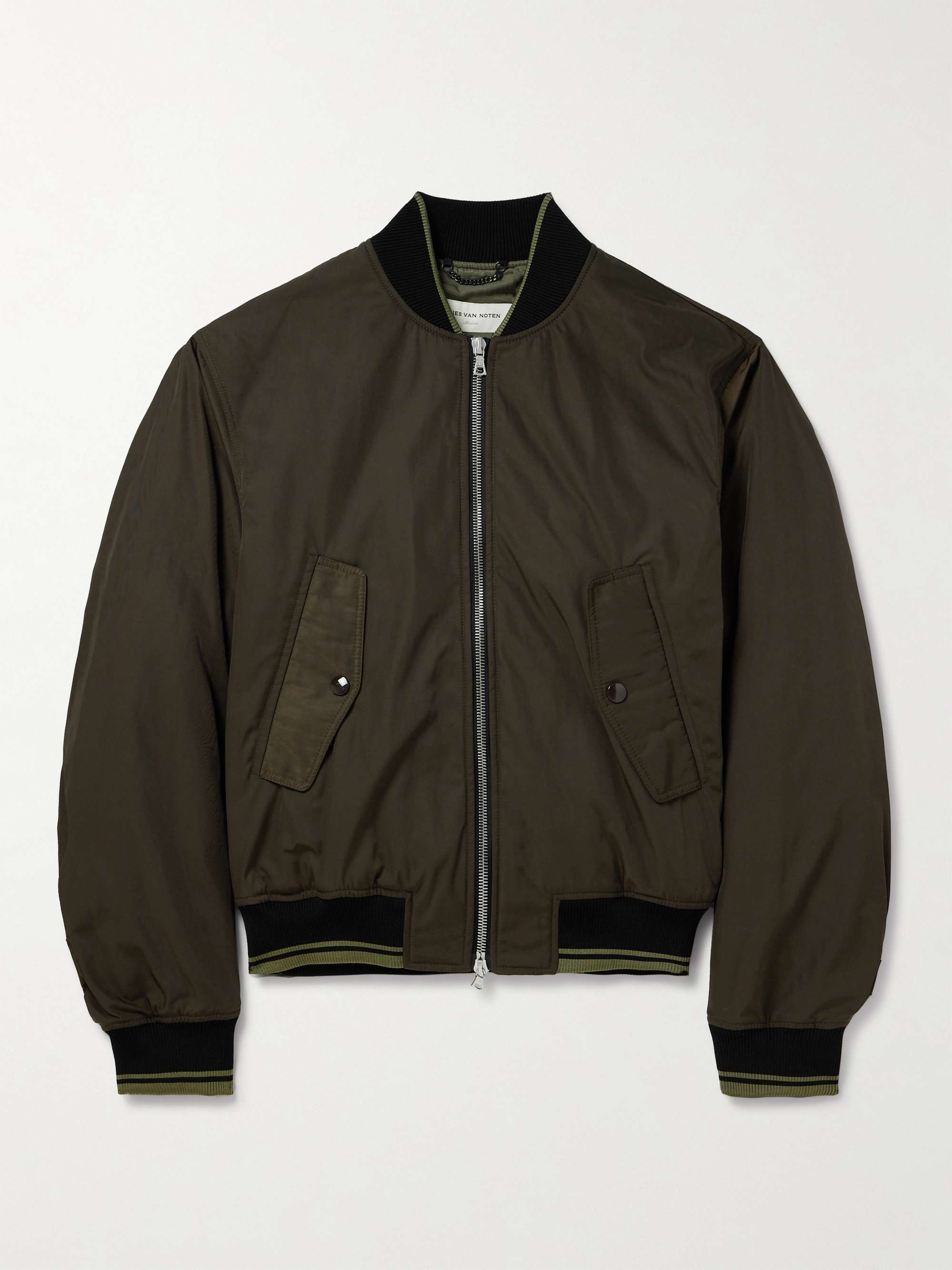 Zip-Detailed Shell Bomber Jacket