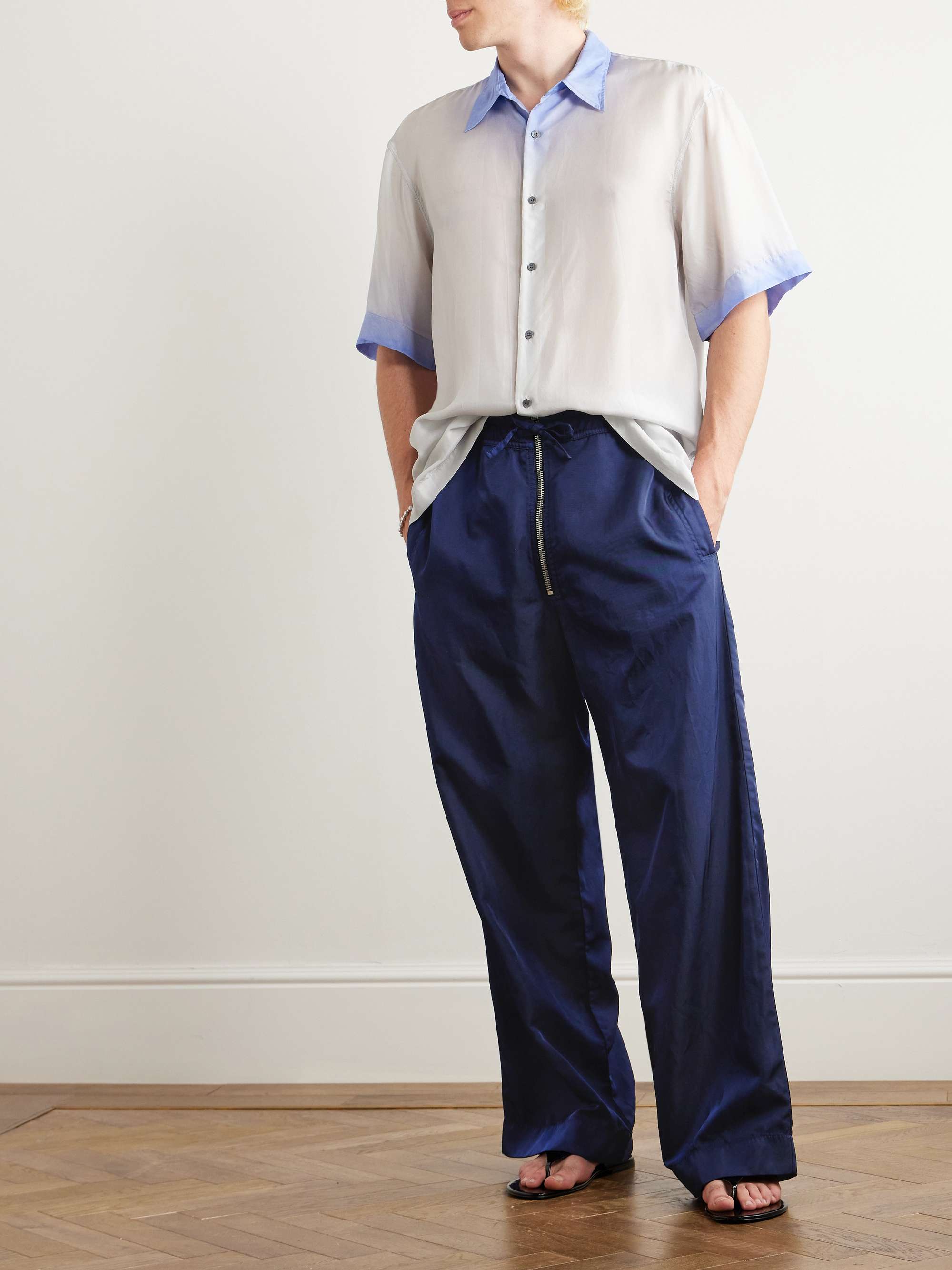 DRIES VAN NOTEN Straight-Leg Garment-Dyed Gabardine Trousers for Men ...