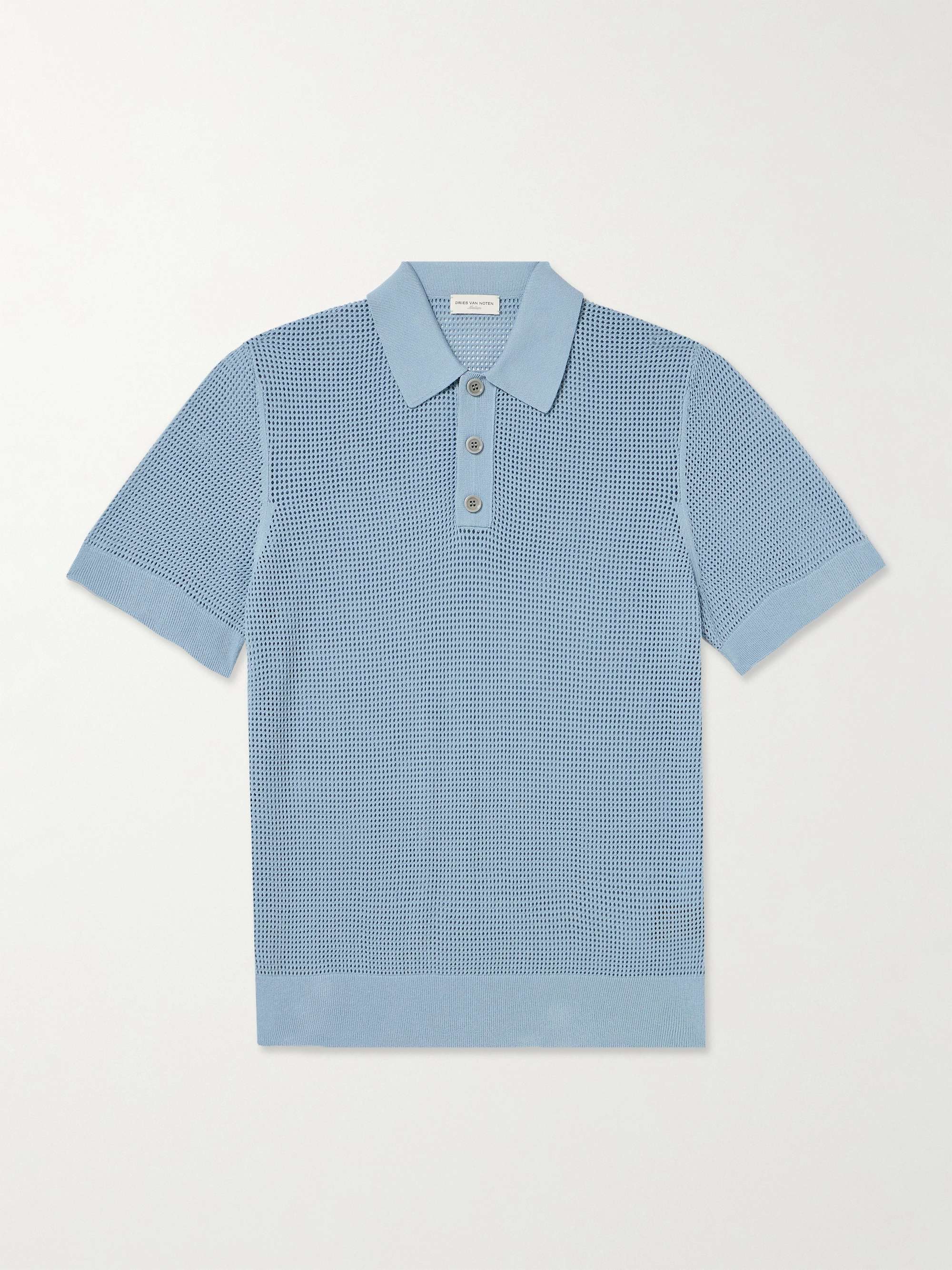 Pointelle Knit Polo Shirt
