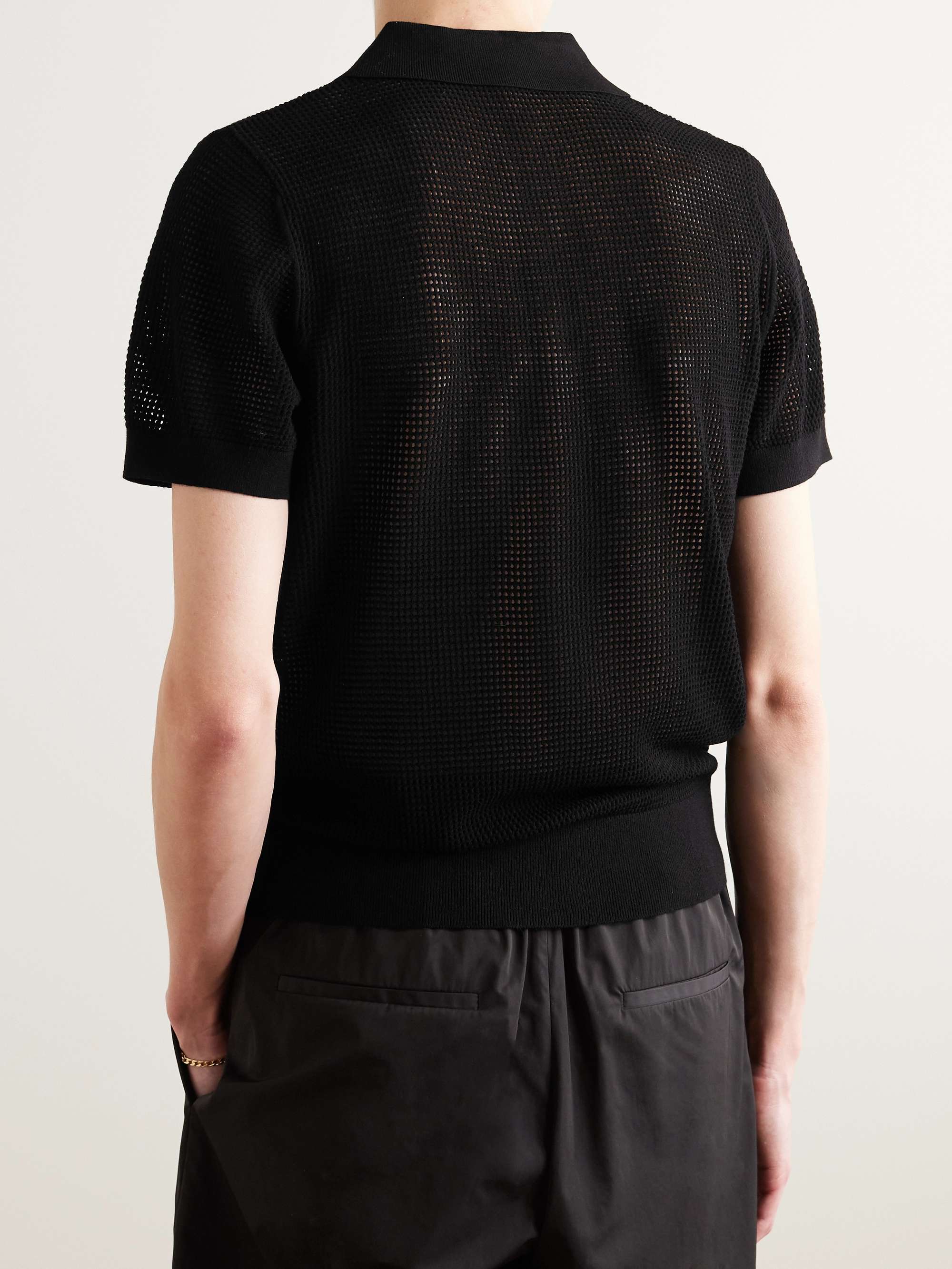 Black Pointelle-Knit Polo Shirt | DRIES VAN NOTEN | MR PORTER Black Pointelle-Knit Polo Shirt | DRIES VAN NOTEN | MR PORTER