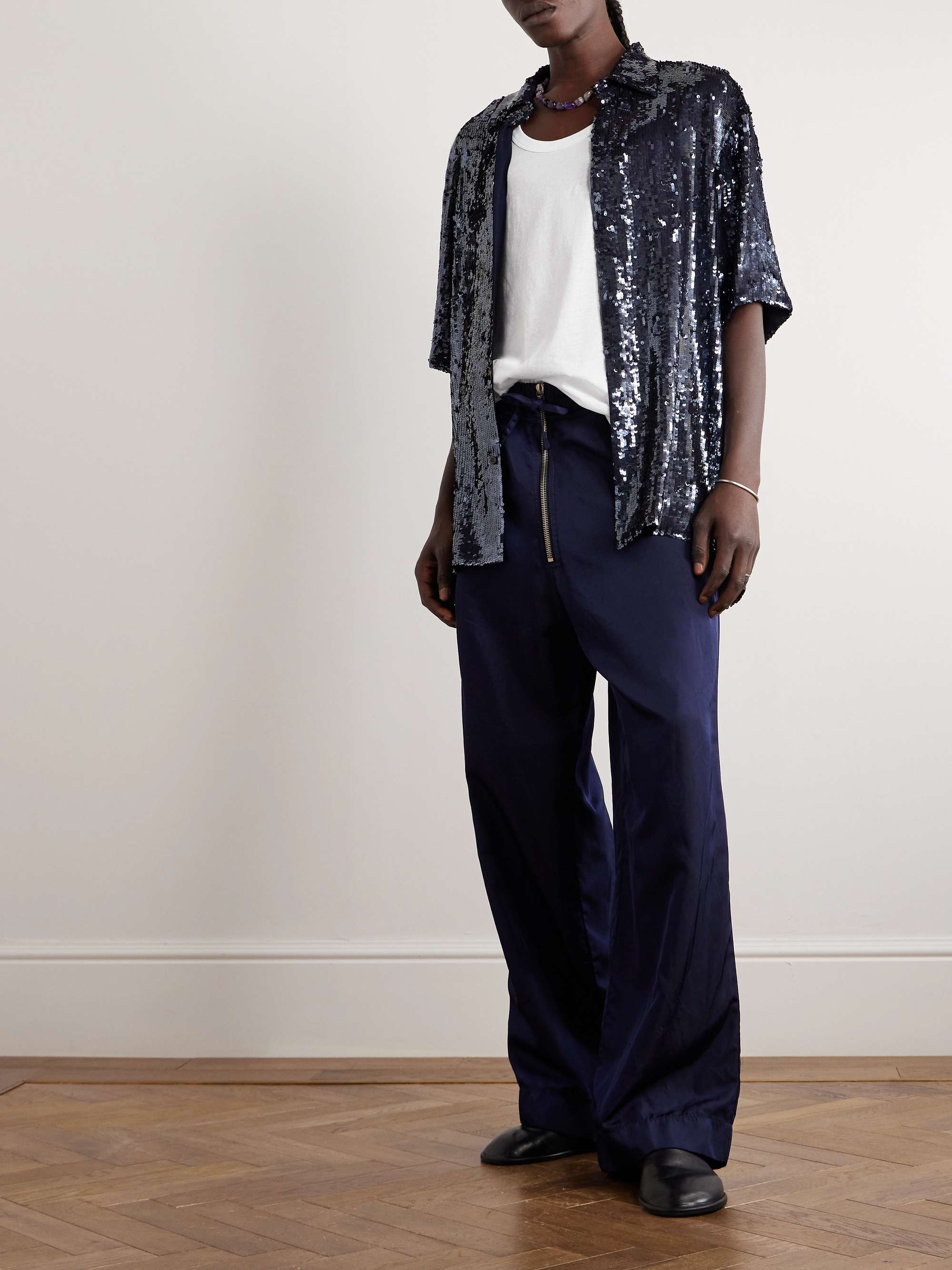 Dries Van Noten Navy Button Shirt
