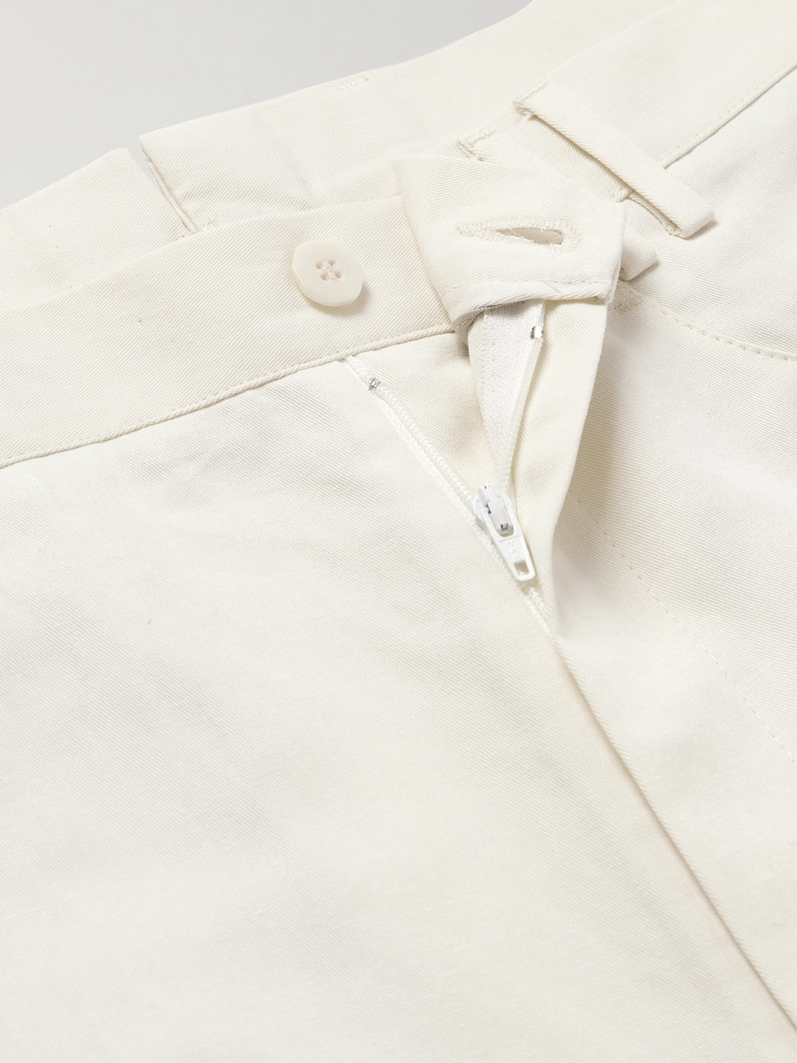 Shop Stòffa Straight-leg Cotton And Linen-blend Twill Trousers In Neutrals