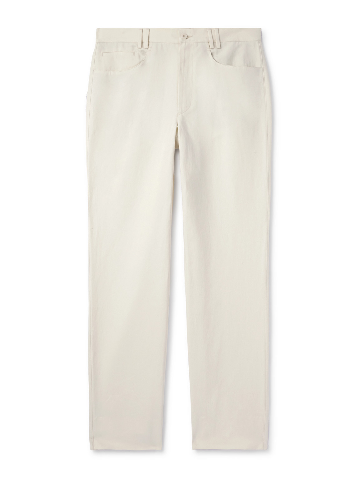 Stòffa Straight-leg Cotton And Linen-blend Twill Trousers In Neutrals