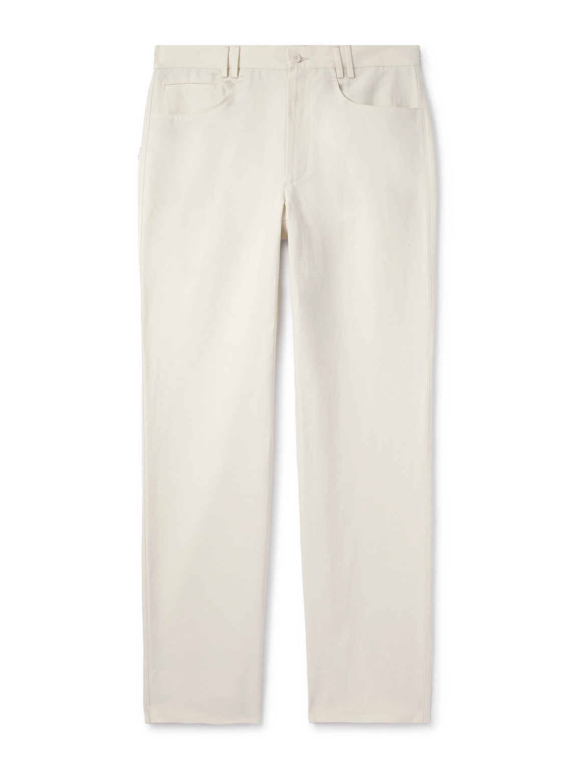 Straight-Leg Cotton and Linen-Blend Twill Trousers