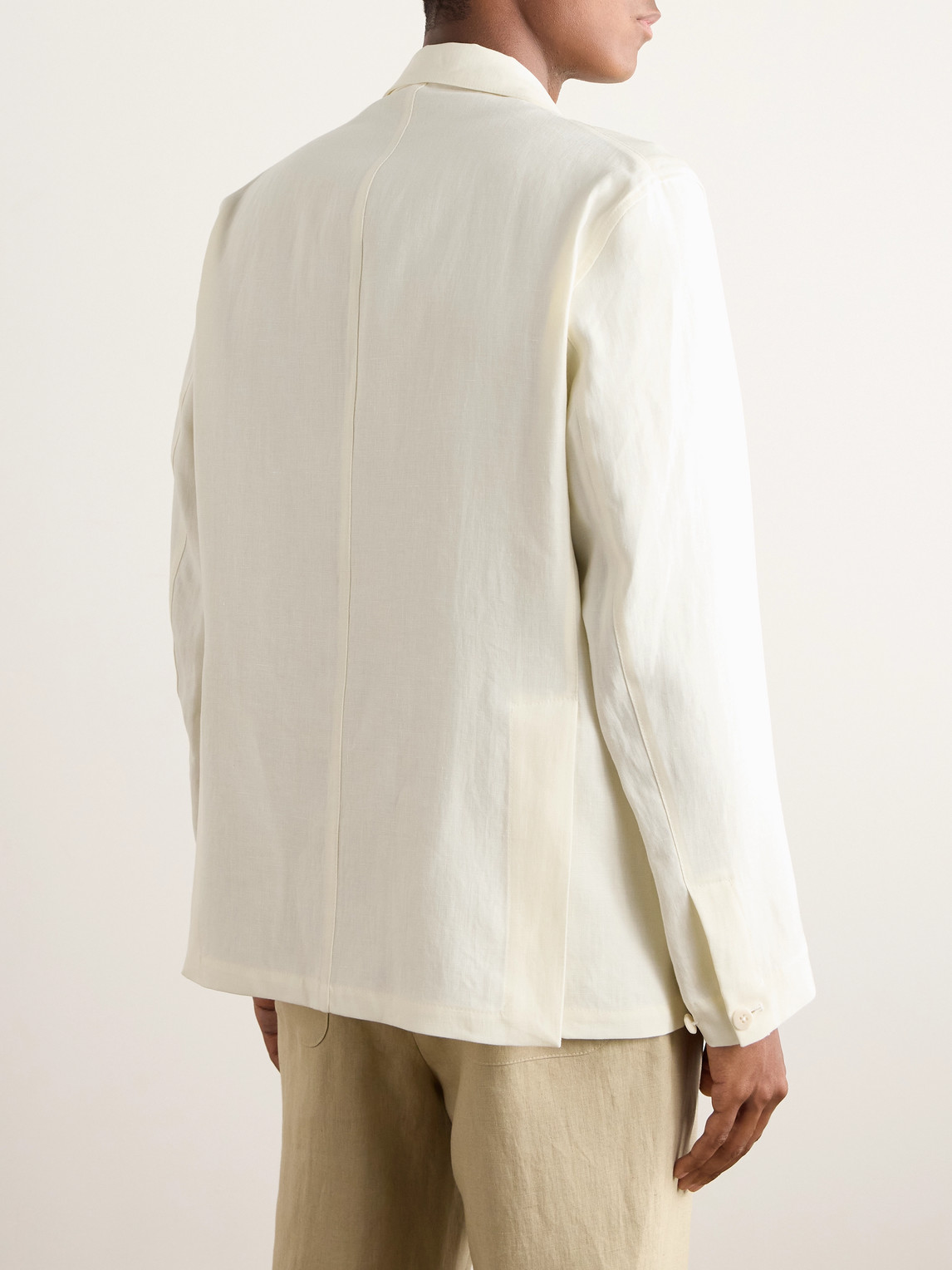 Shop Stòffa Unstructured Washed-linen Blazer In Neutrals