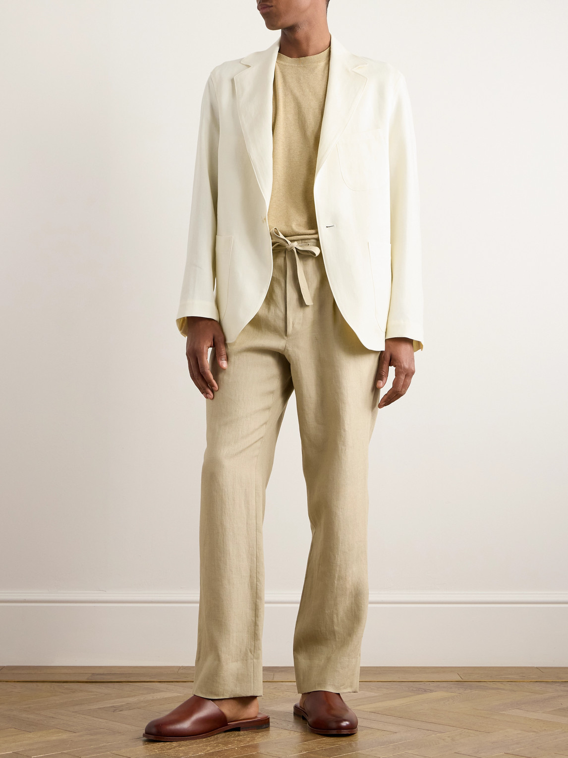 Shop Stòffa Unstructured Washed-linen Blazer In Neutrals