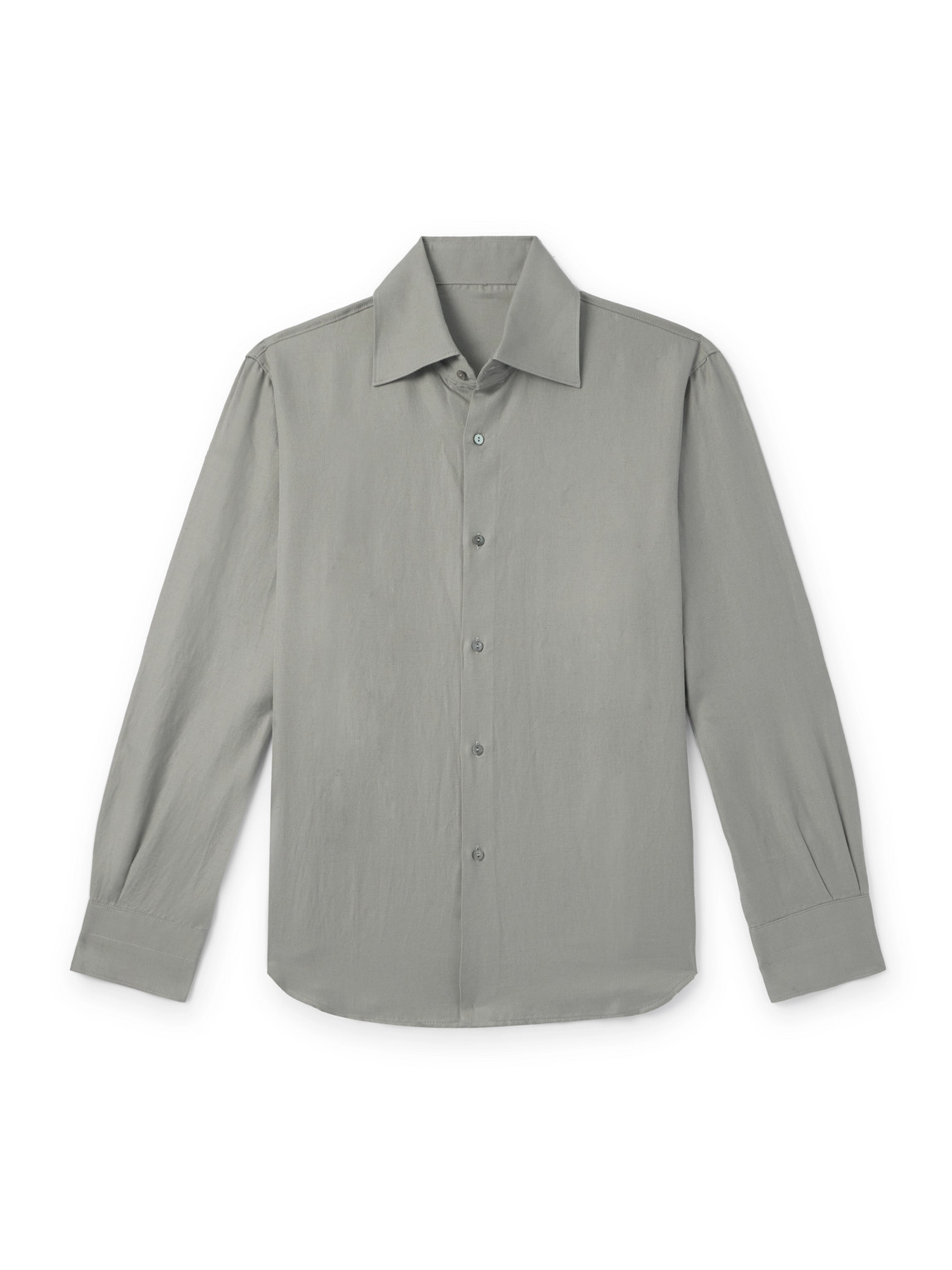 Stòffa Spread-collar Cotton And Linen-blend Shirt In Gray
