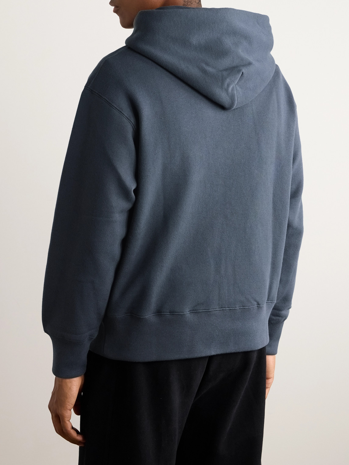 Shop Stòffa Cotton-jersey Hoodie In Blue