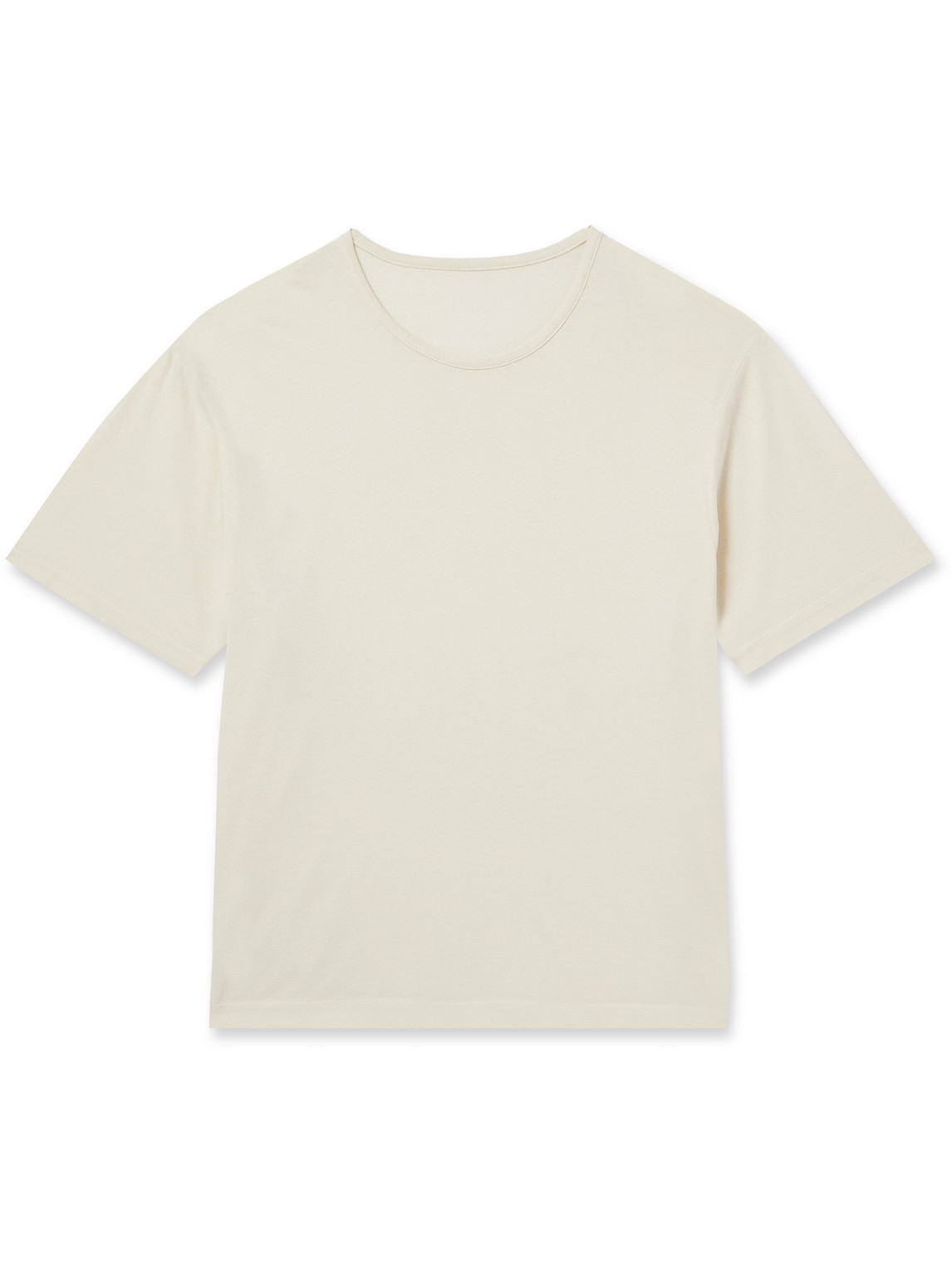 Stòffa Cotton And Silk-blend Piqué T-shirt In Neutrals
