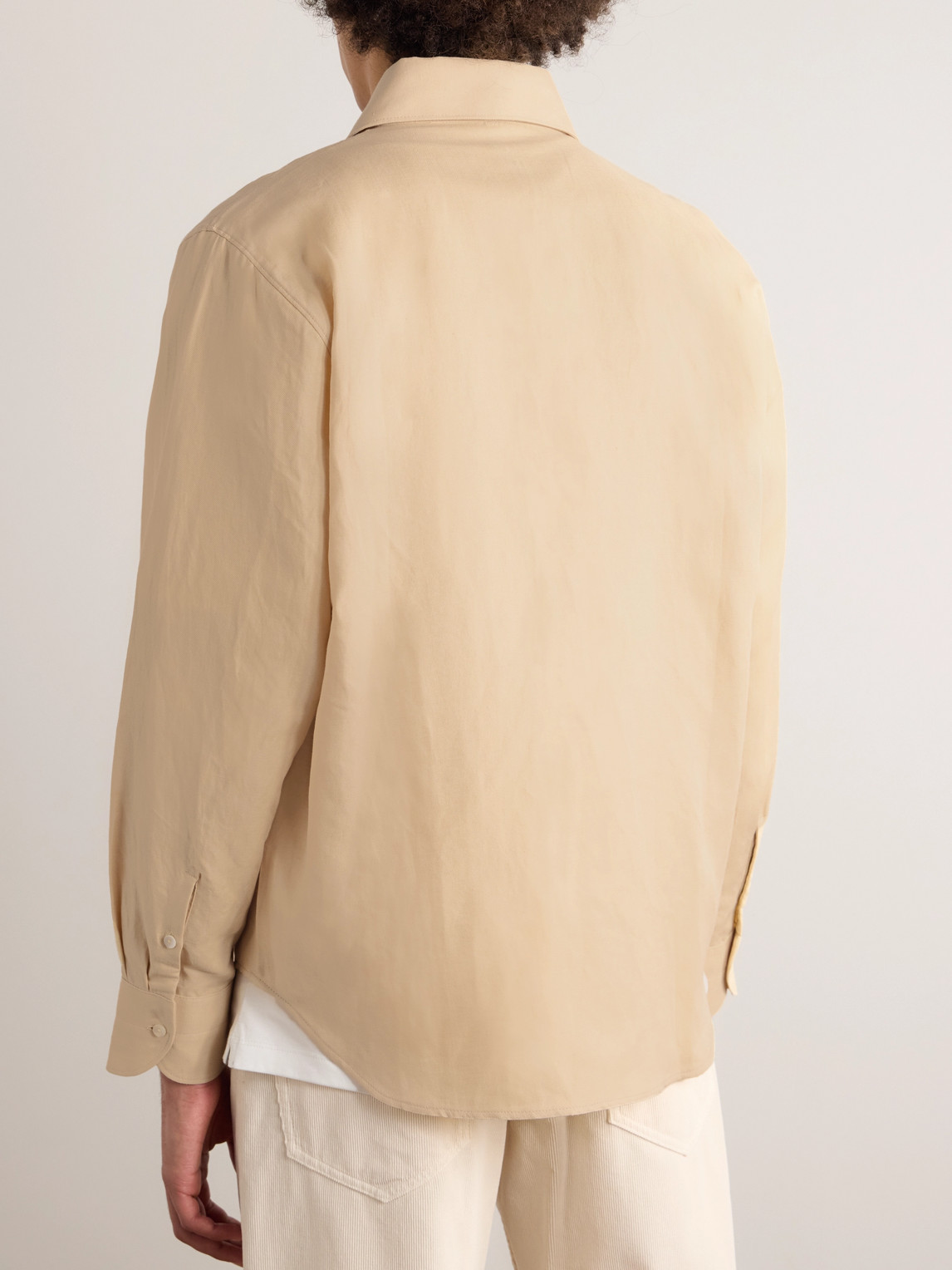 Shop Stòffa Spread-collar Cotton And Linen-blend Shirt In Neutrals