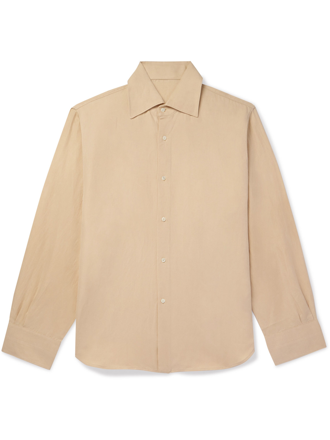Stòffa Spread-collar Cotton And Linen-blend Shirt In Neutrals