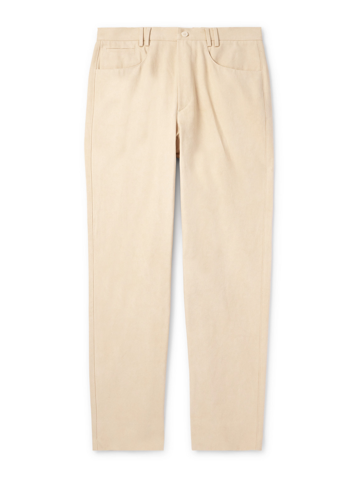 Stòffa Straight-leg Basketweave Cotton Trousers In Neutrals