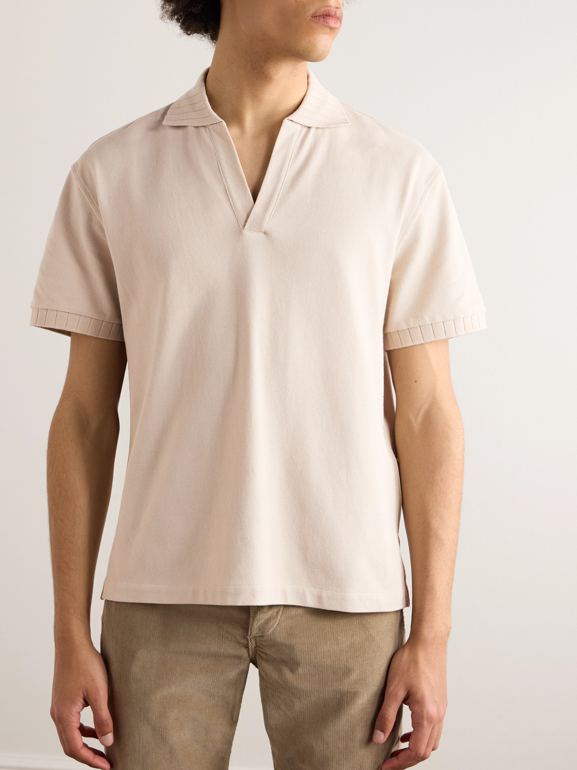 Shop Stòffa Cotton-piqué Polo Shirt In Neutrals