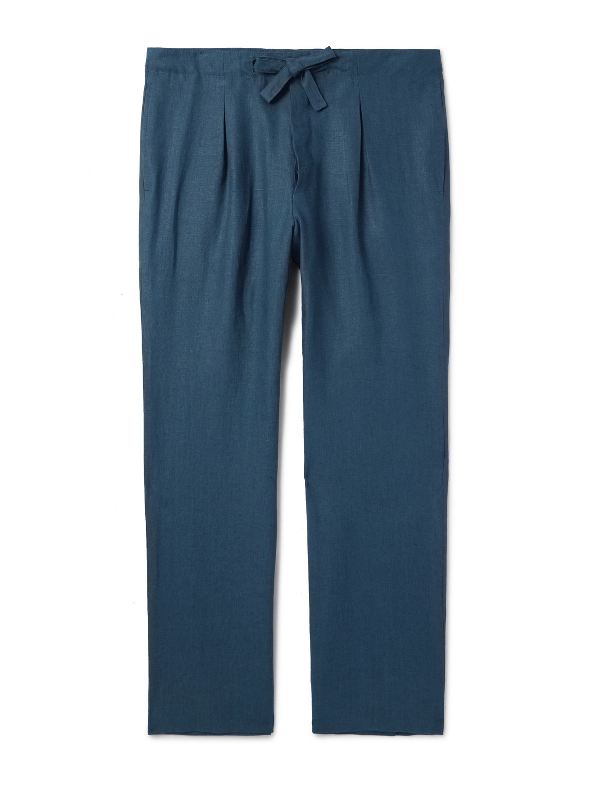 Stòffa Straight-leg Linen-twill Drawstring Trousers In Blue