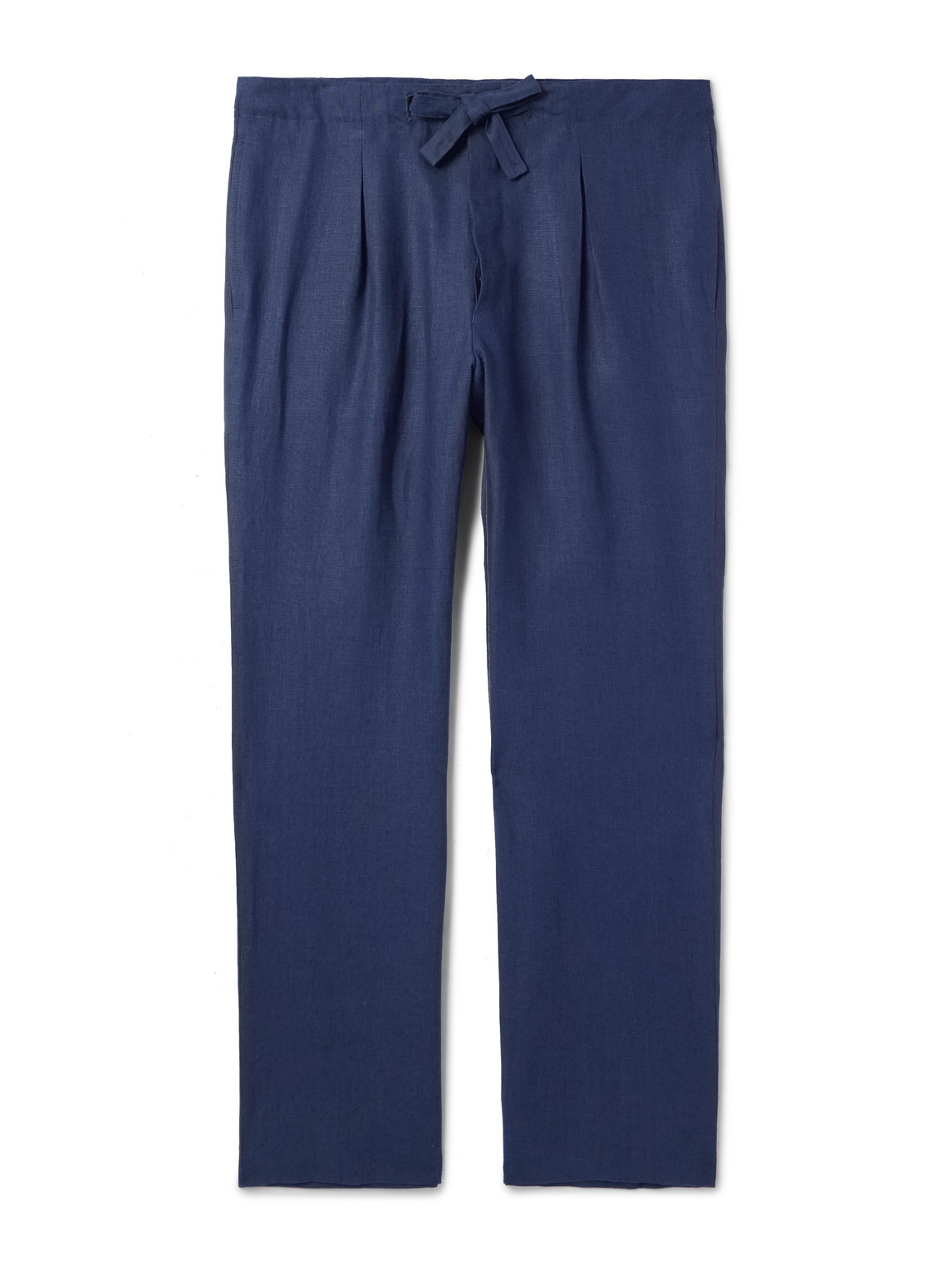 Stòffa Straight-leg Linen-twill Drawstring Trousers In Blue