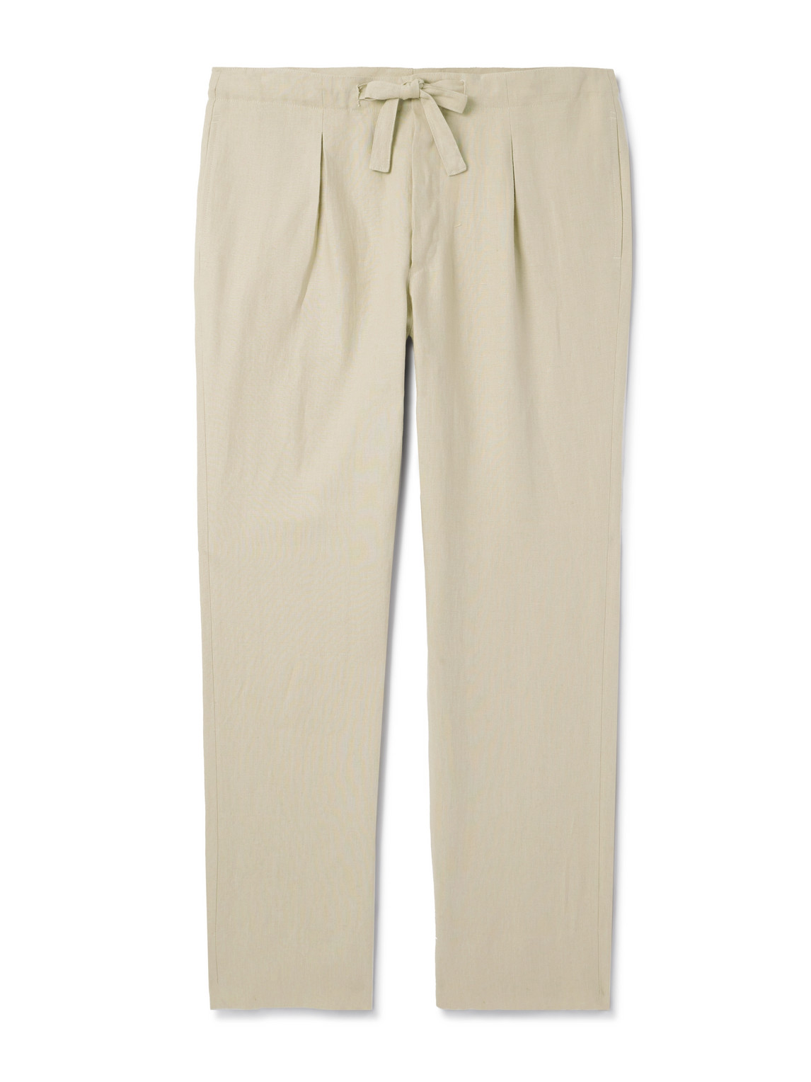 Straight-Leg Linen-Twill Drawstring Trousers