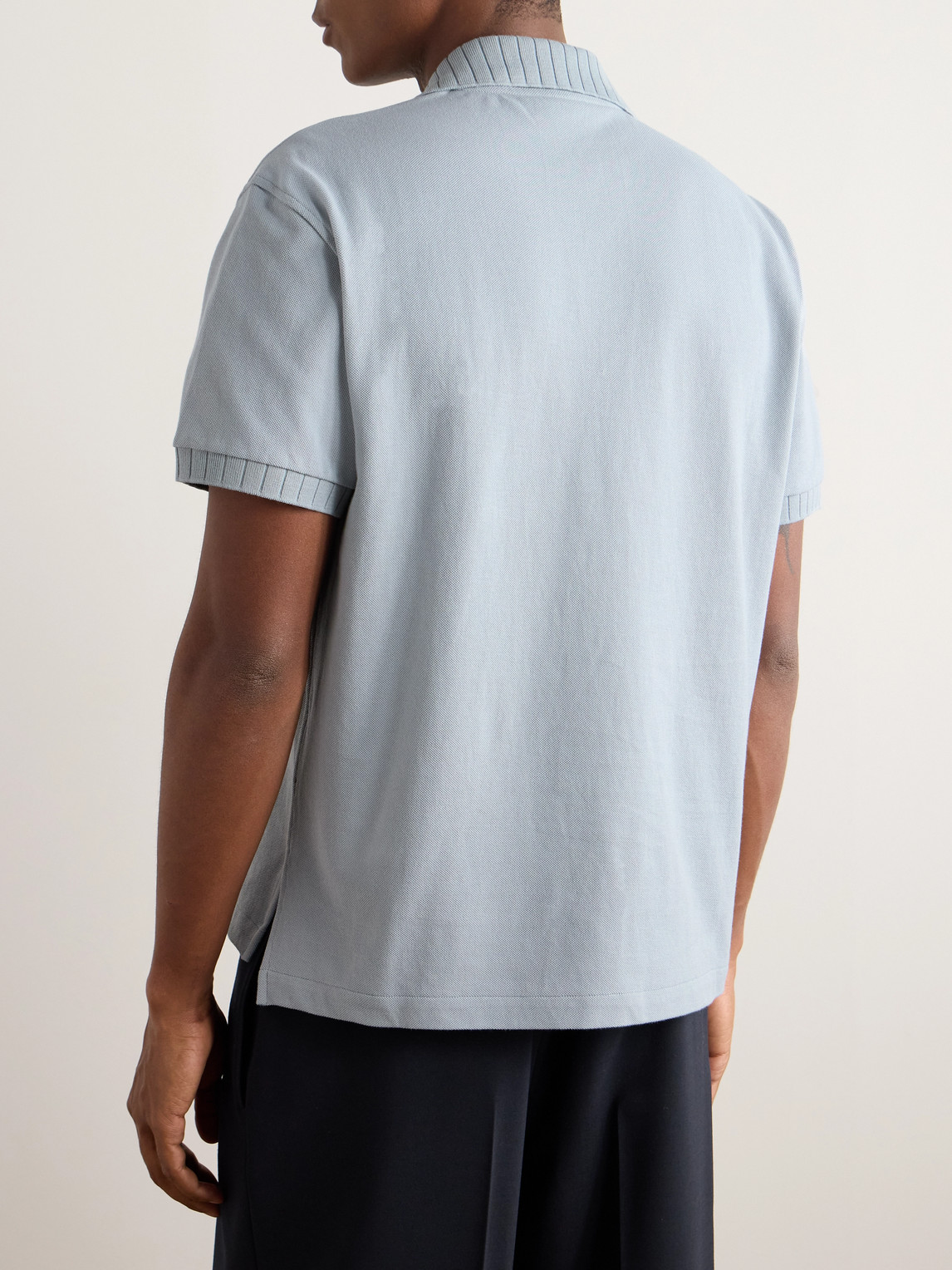 Shop Stòffa Cotton-piqué Polo Shirt In Blue