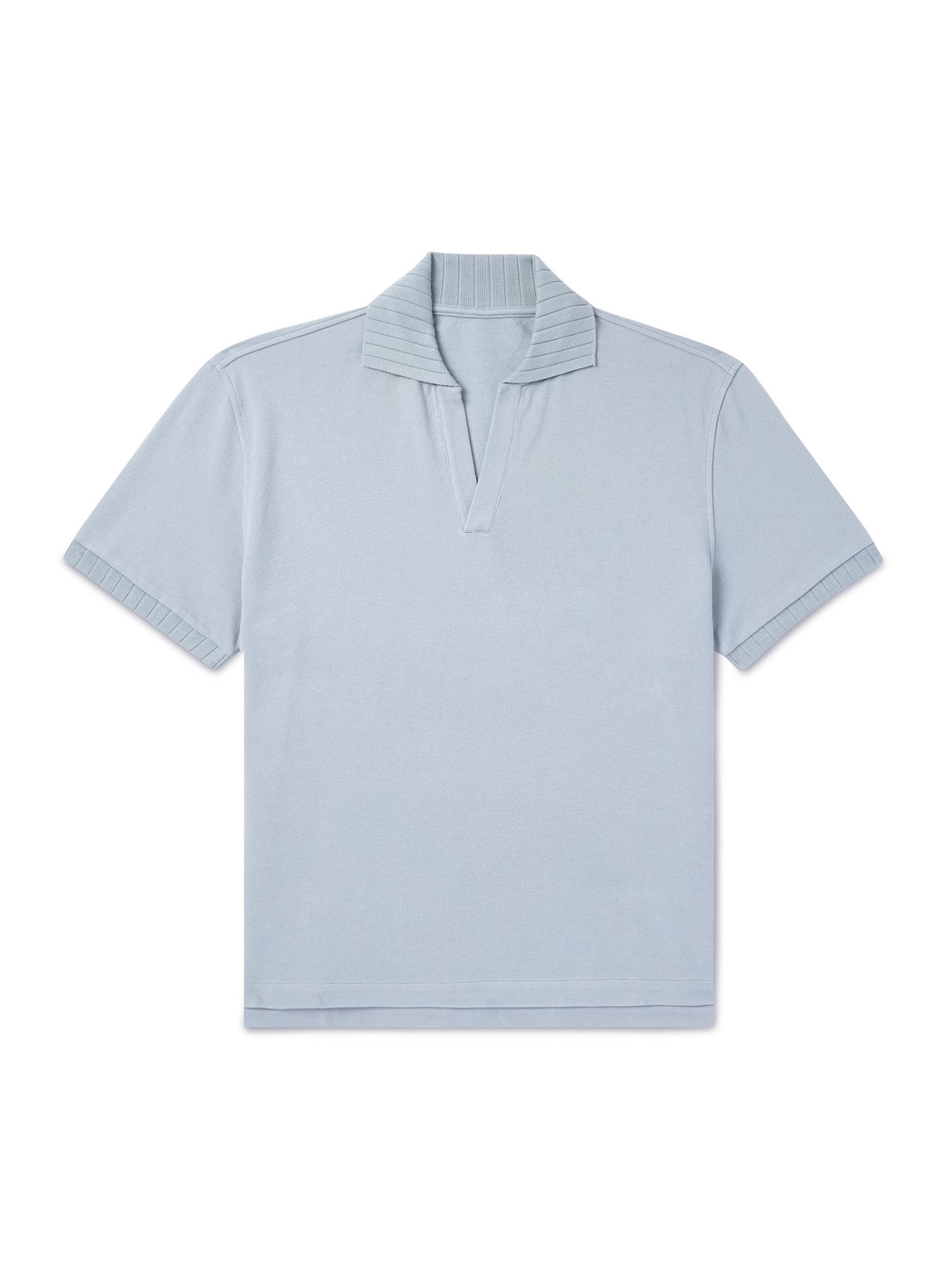 Stòffa Cotton-piqué Polo Shirt In Blue