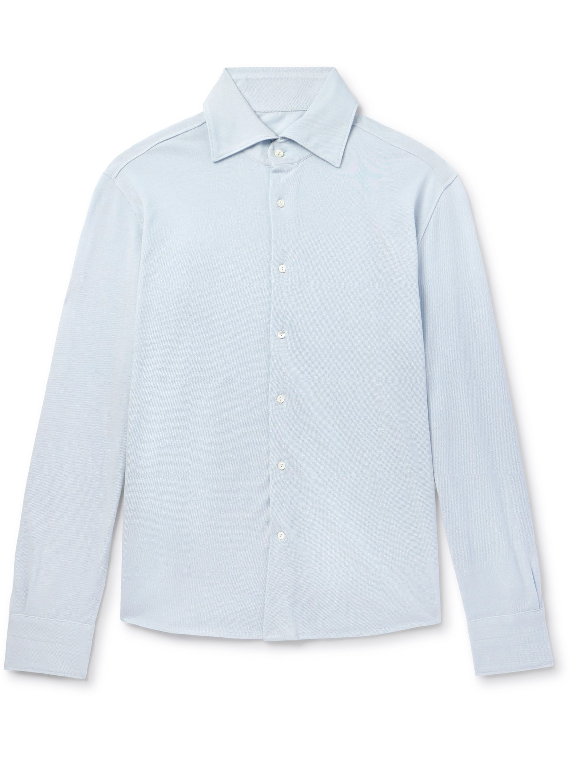 Stòffa Cotton And Silk-blend Polo Shirt In Blue