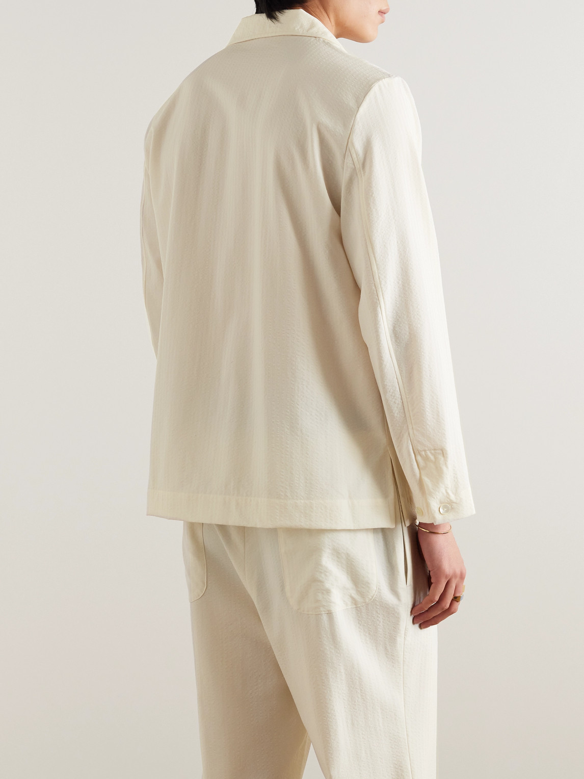 Shop Stòffa Wool-seersucker Overshirt In Neutrals