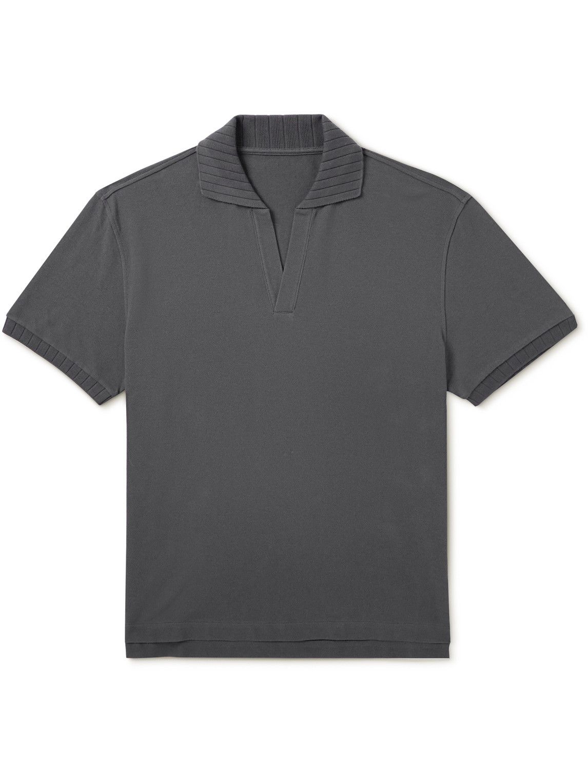 Stòffa Cotton-piqué Polo Shirt In Blue