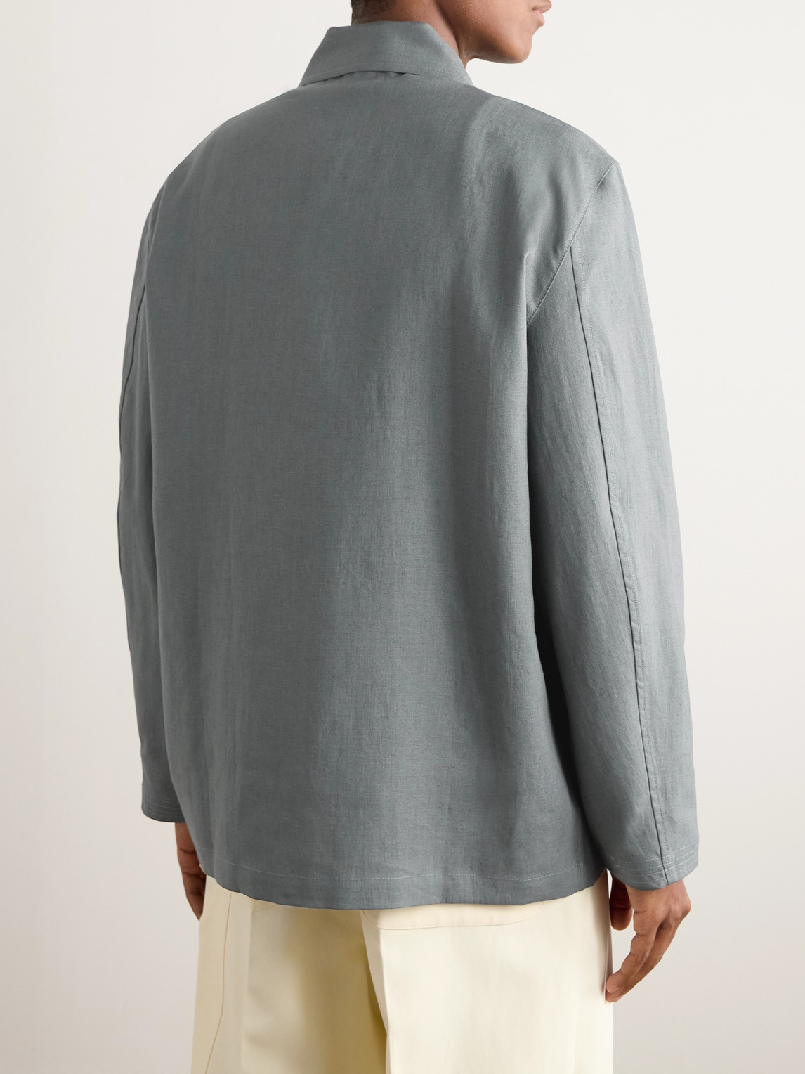 Shop Stòffa Linen-twill Jacket In Gray