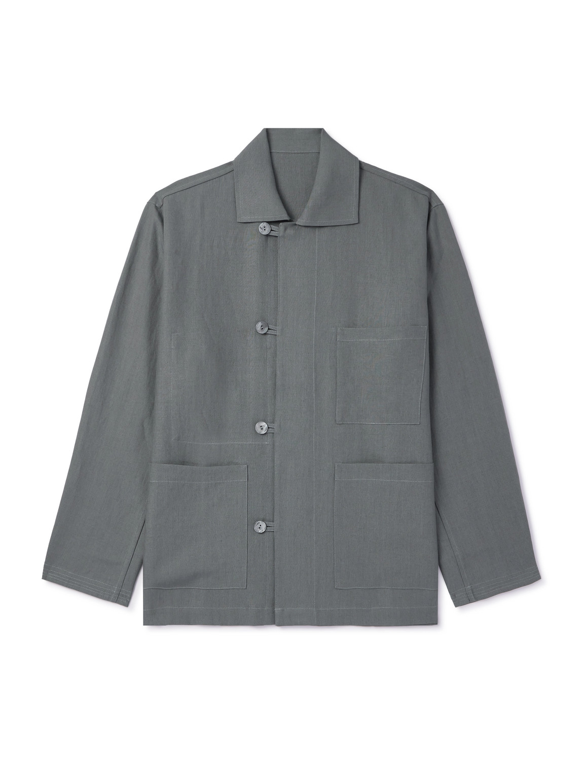 Stòffa Linen-twill Jacket In Gray