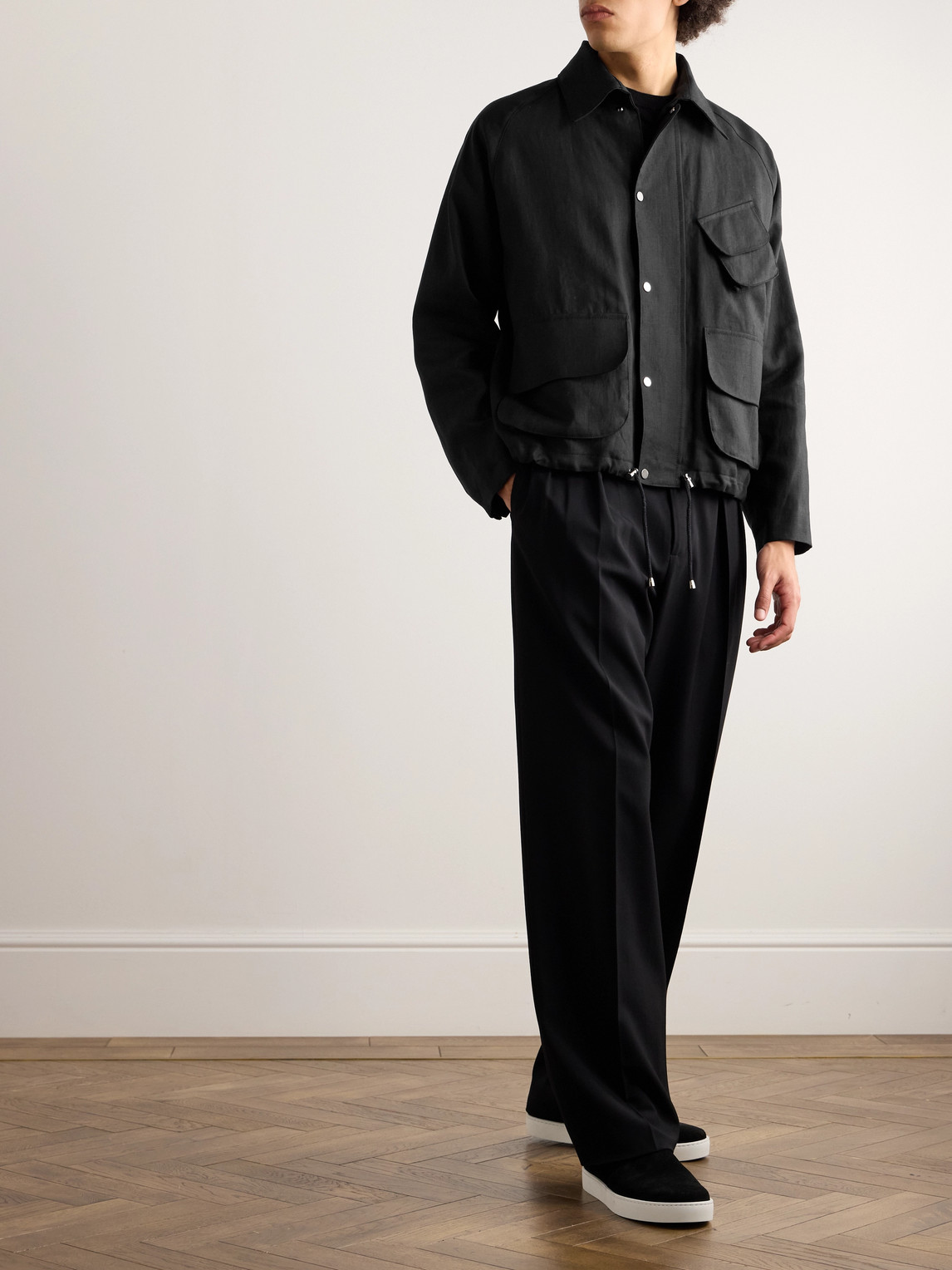 Shop Stòffa Linen Jacket In Black