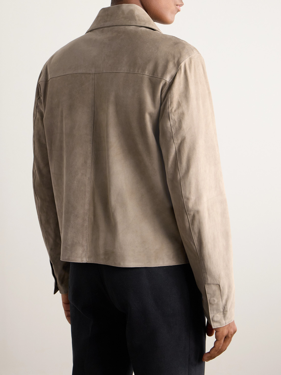 Shop Stòffa Suede Bomber Jacket In Neutrals