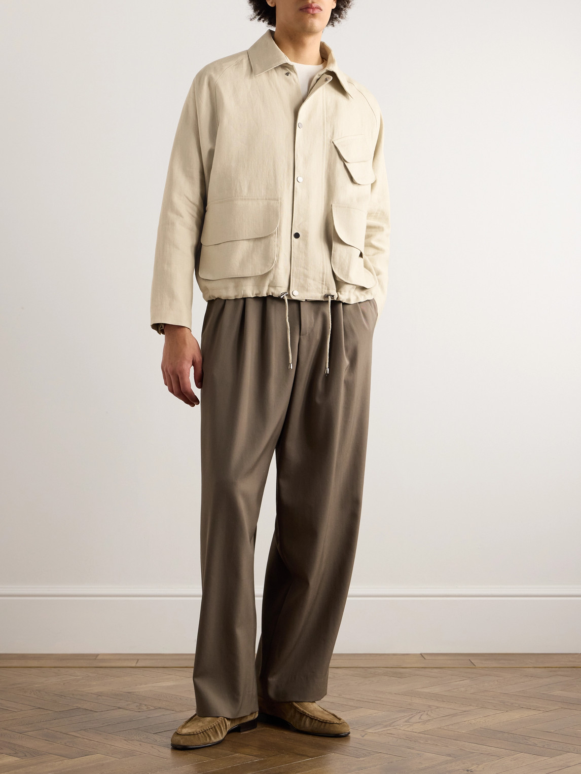 Shop Stòffa Linen-twill Blouson Jacket In Neutrals