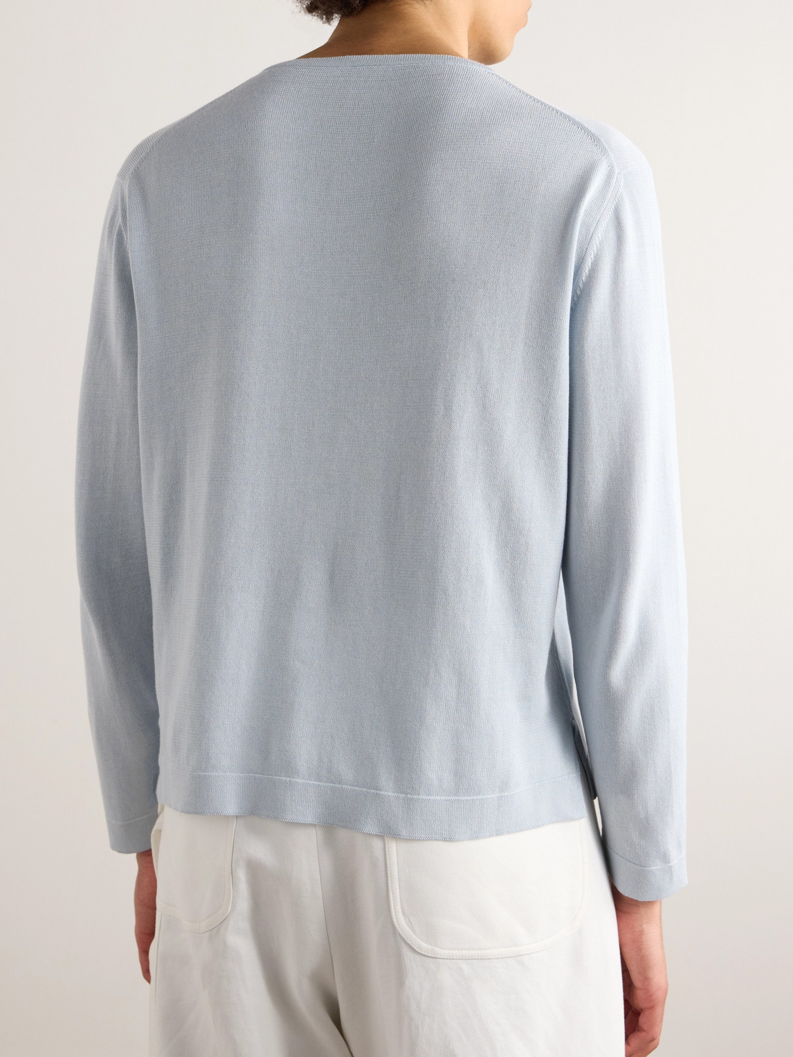 Shop Stòffa Mélange Mouliné-cotton Sweater In Blue